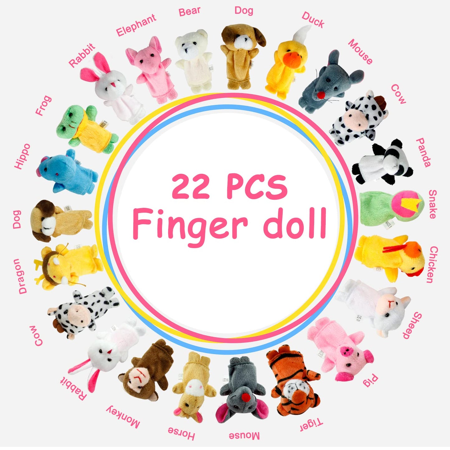 Sealive 22 Pcs Plush Animals Finger Puppet Set | Soft Educational Toys for Kids