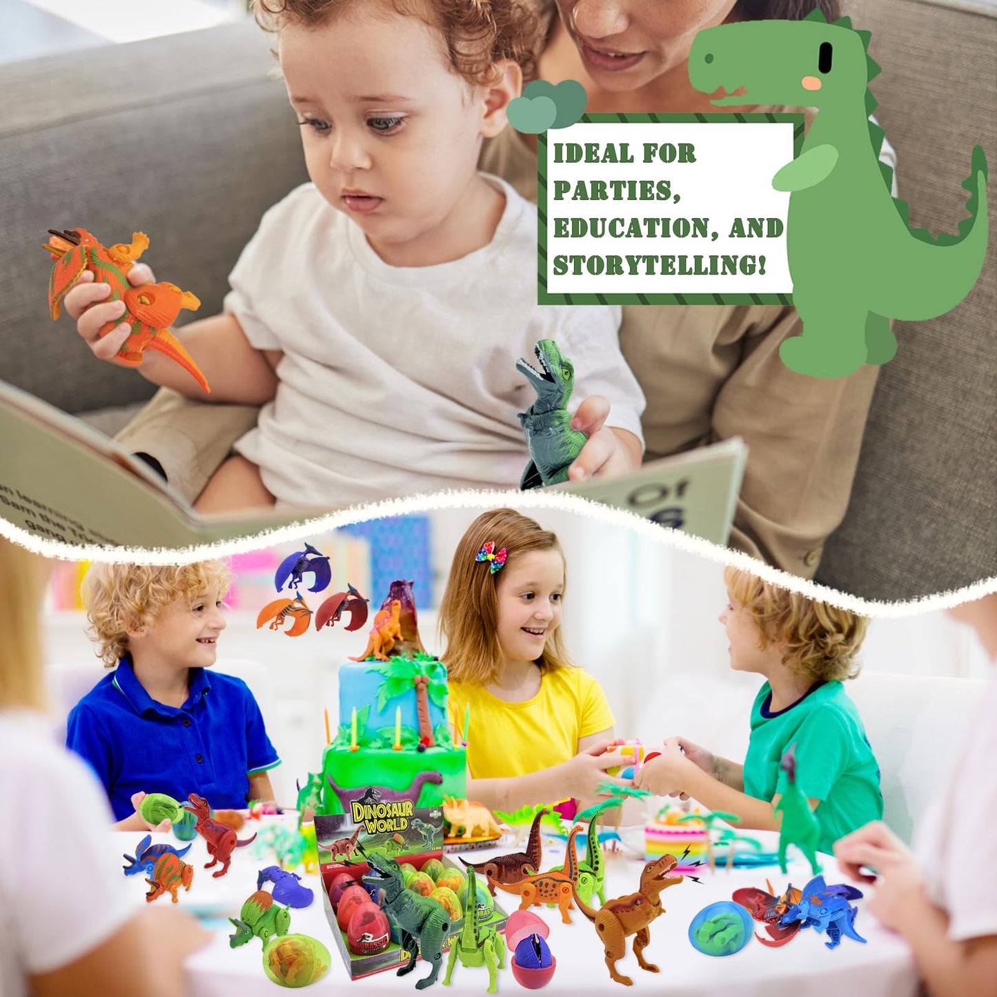 Sealive 12 PCS Easter Eggs Filled with Dinosaur Toys – Surprise Hatching Eggs for Kids