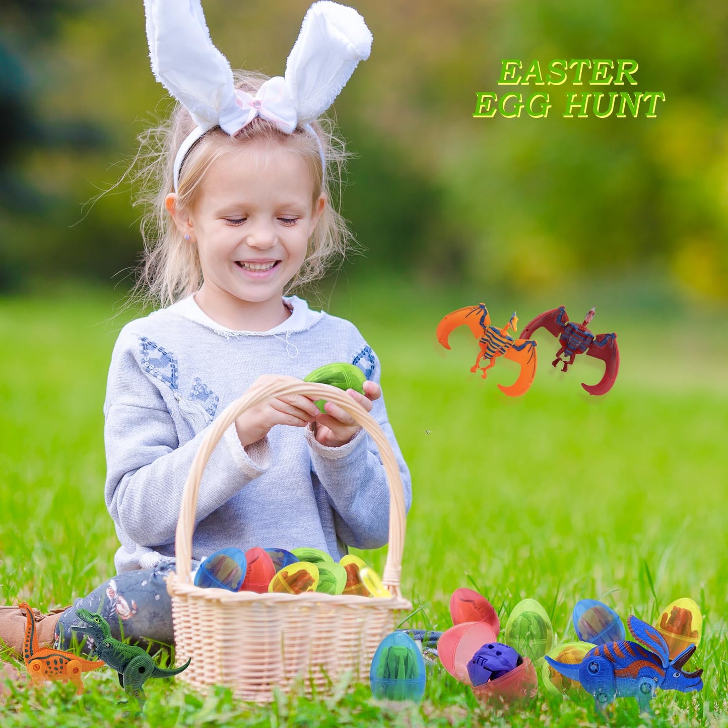 Sealive 12 PCS Easter Eggs Filled with Dinosaur Toys – Surprise Hatching Eggs for Kids