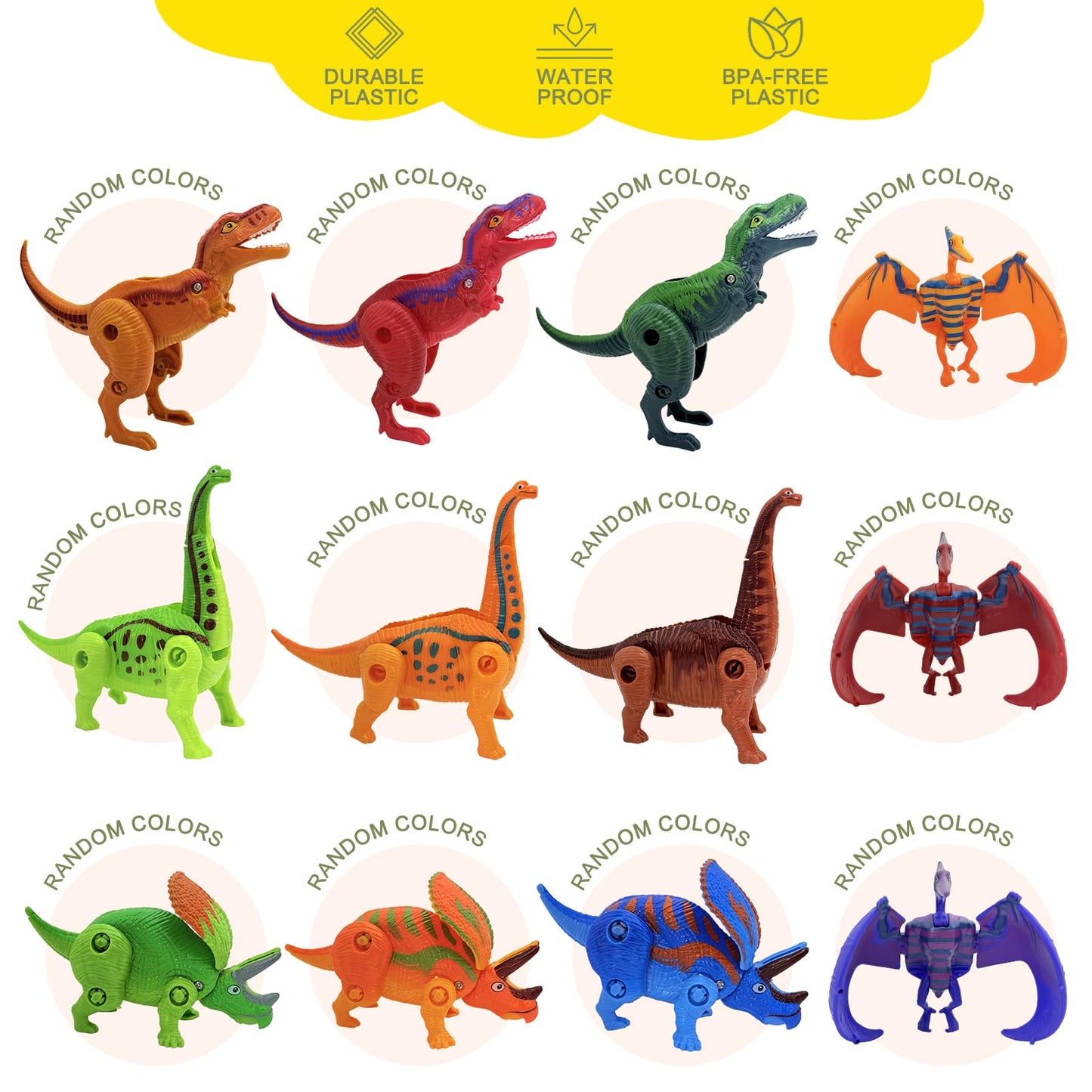 Sealive 12 PCS Easter Eggs Filled with Dinosaur Toys – Surprise Hatching Eggs for Kids