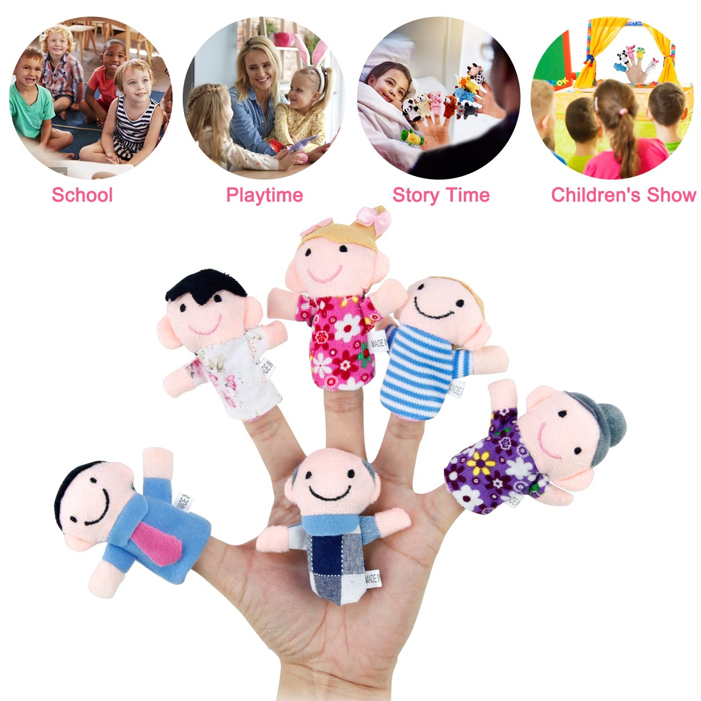Sealive 16-Piece Finger Puppets for Toddlers – Soft Velvet Animals & Family Set