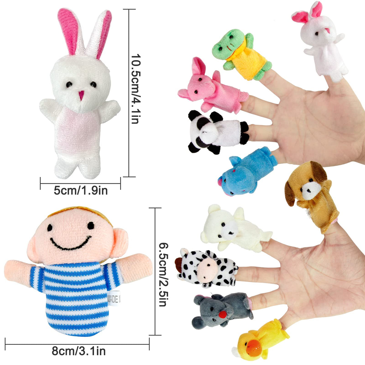 Sealive 16-Piece Finger Puppets for Toddlers – Soft Velvet Animals & Family Set