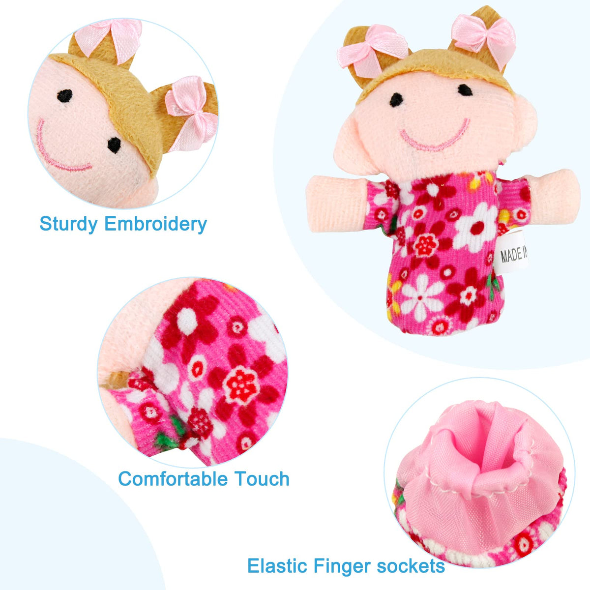 Sealive 16-Piece Finger Puppets for Toddlers – Soft Velvet Animals & Family Set