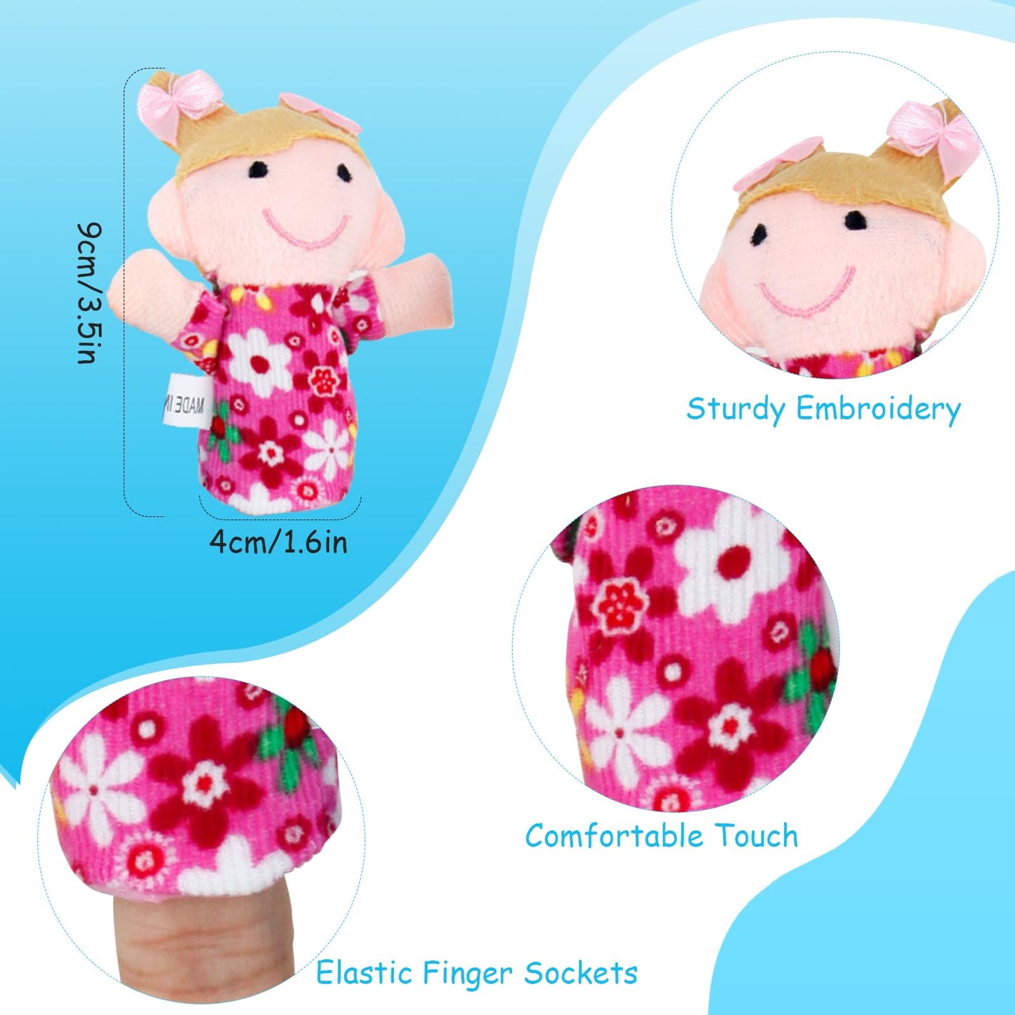 Sealive 6 PCS Family Finger Puppets for Toddlers 1-3 - Interactive Plush Storytelling
