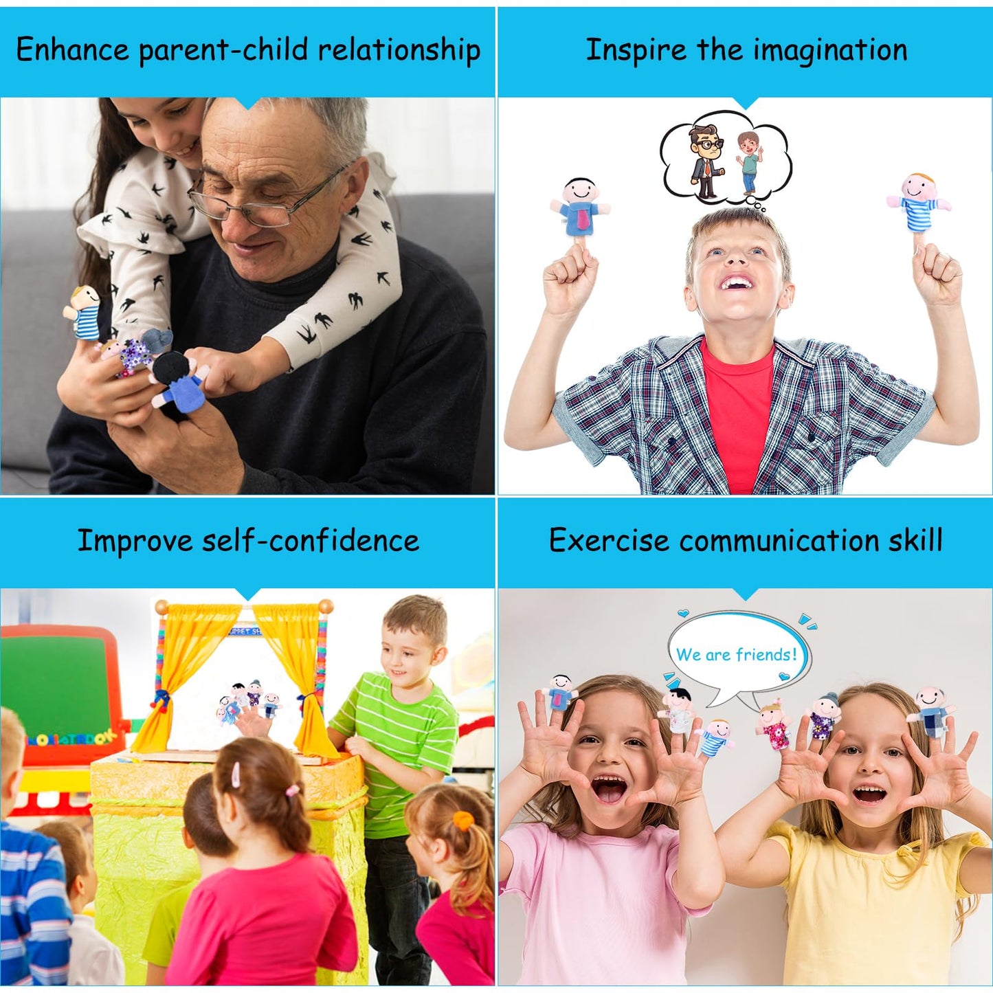 Sealive 6 PCS Family Finger Puppets for Toddlers 1-3 - Interactive Plush Storytelling