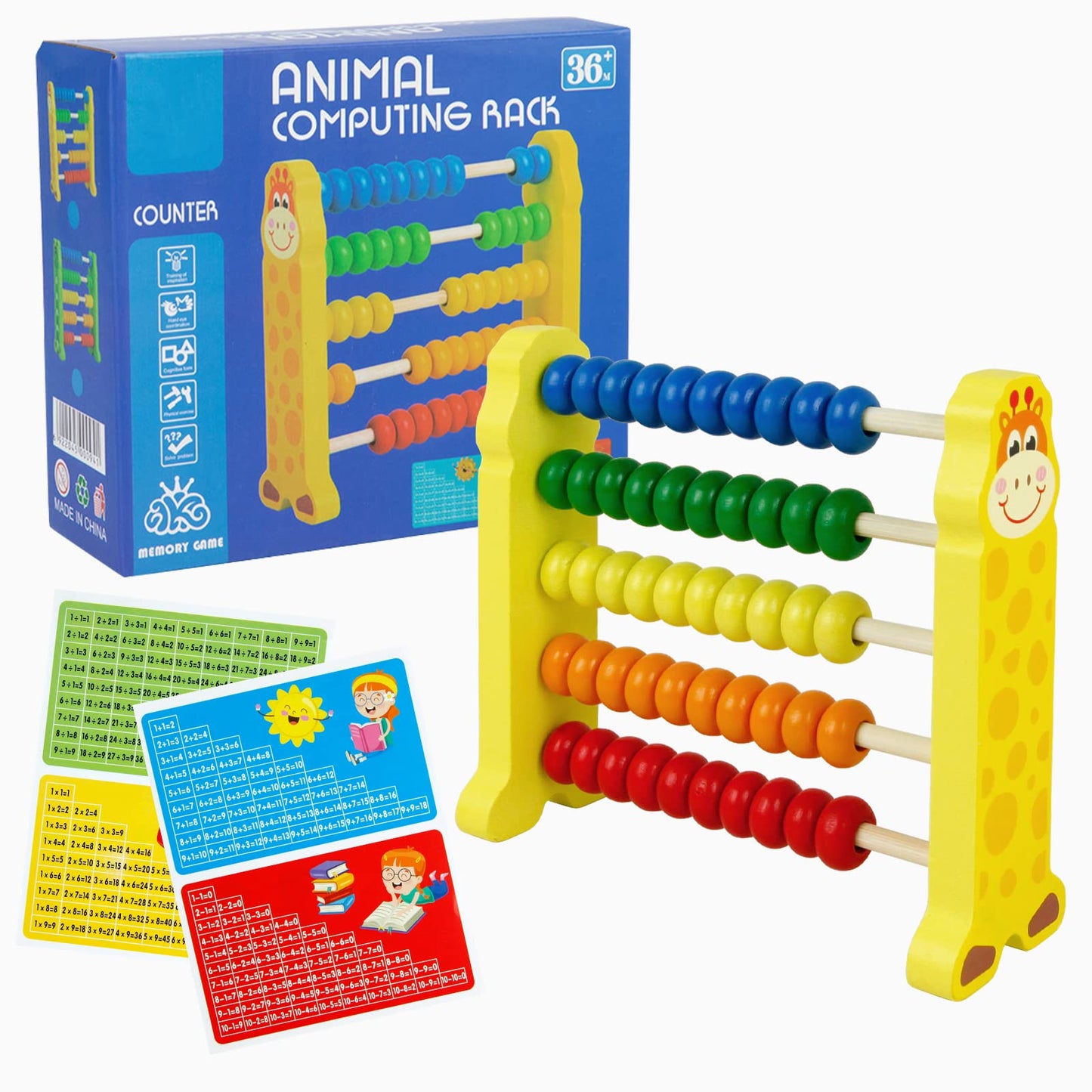 Sealive Wooden Counting Toy — 50-Bead Abacus for Kids, Giraffe Counters, Preschool Learning