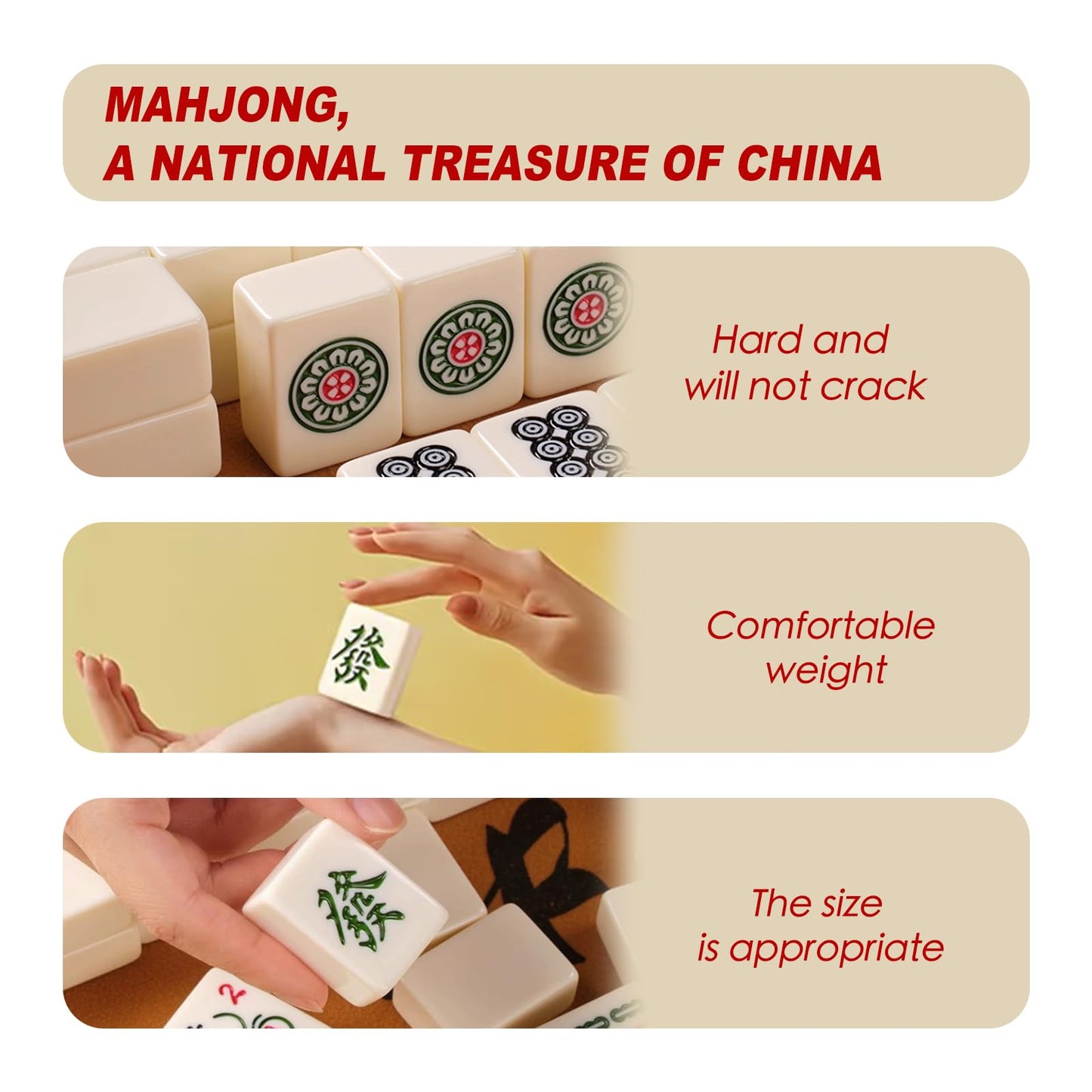 SEAMEW Mahjong Set - 146 Tiles Green & White 30mm - Traditional Chinese