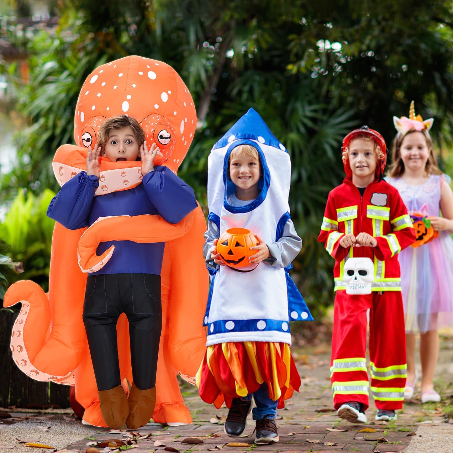 Searhmomo Inflatable Octopus Costume for Kids – Quick Inflate Halloween Dress Up