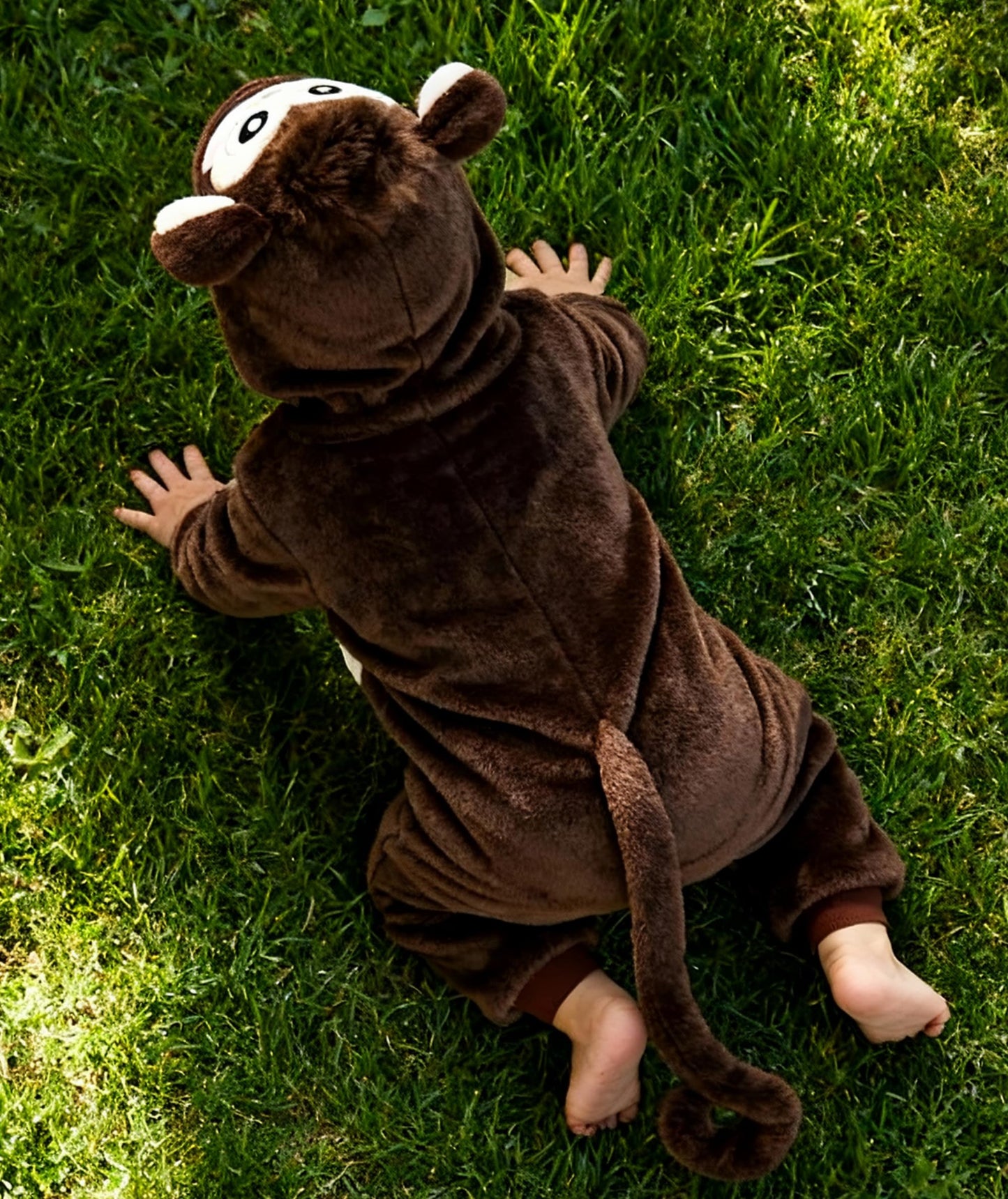 Seawhisper Monkey Costume for Kids – Plush 3D Head, Cozy Playwear (18m-9y)