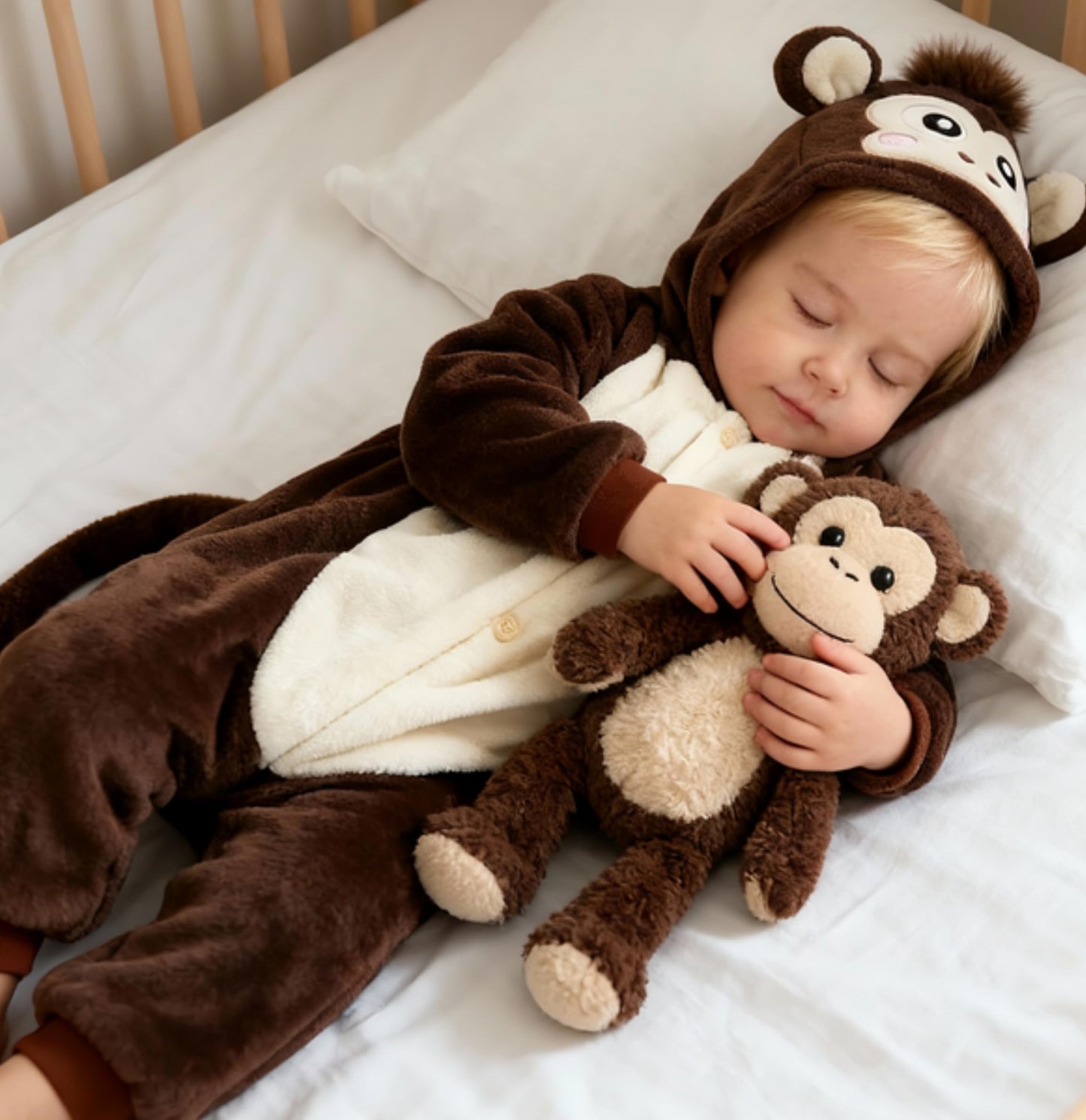 Seawhisper Monkey Costume for Kids – Plush 3D Head, Cozy Playwear (18m-9y)
