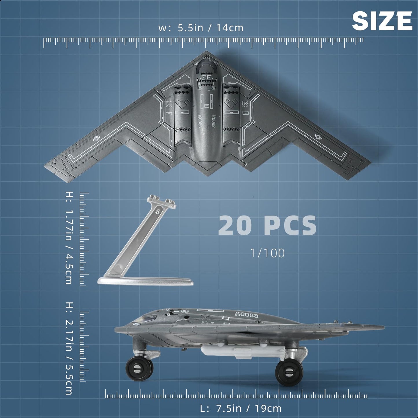 SEBUNAS 1/200 Scale B-2 Spirit Model Kit – Quick Build Stealth Bomber, Gift for All Ages