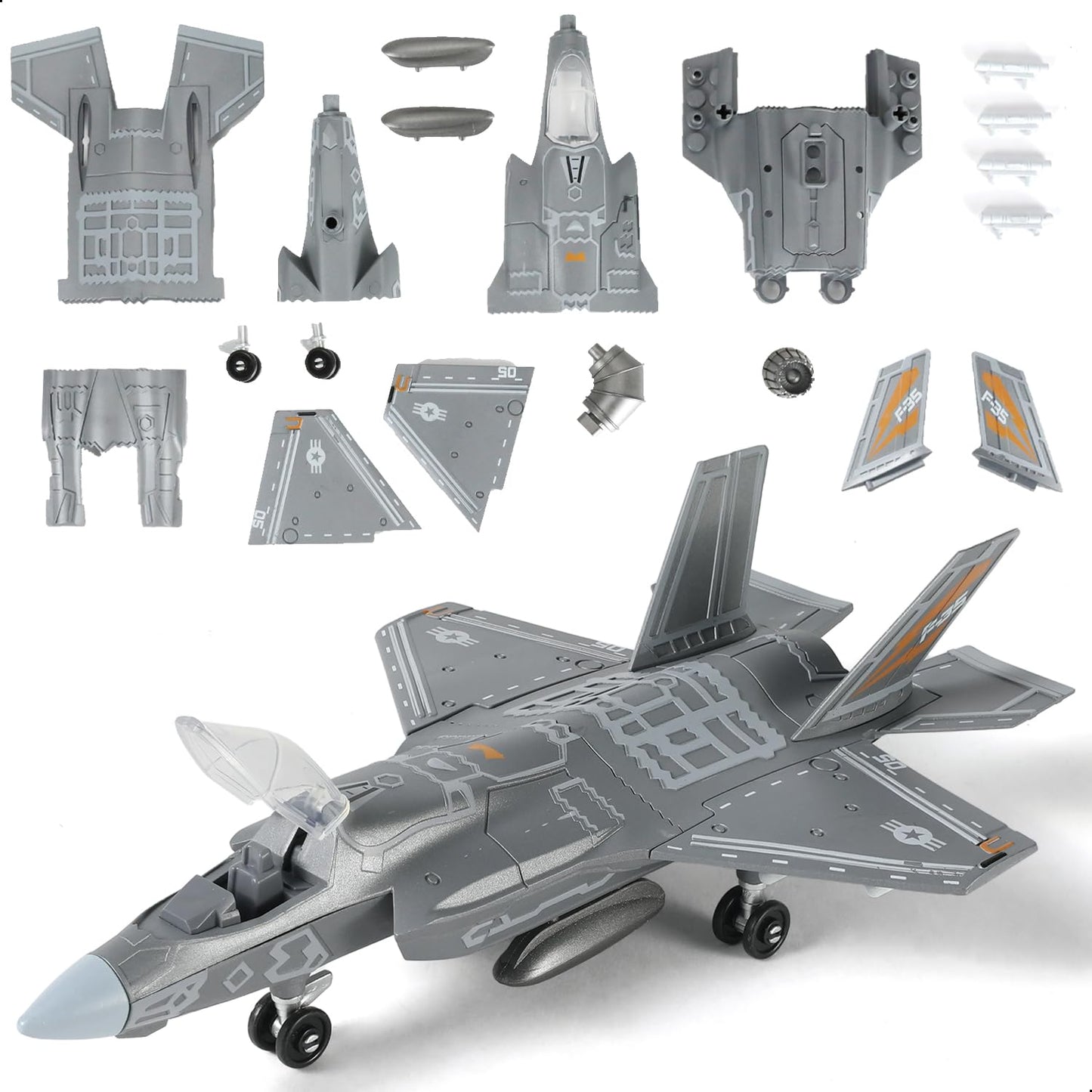 SEBUNAS 1:72 F-35 Fighter Jet Model Kit – Quick Build with Stand