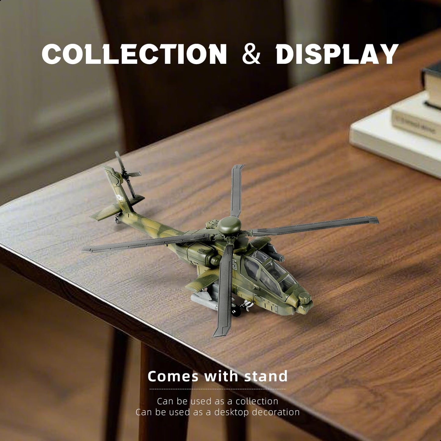 SEBUNAS 1:72 AH-64 Apache Quick Build Helicopter Model Kit – 25 Pieces | Easy Assembly Toy for Kids and Collectors