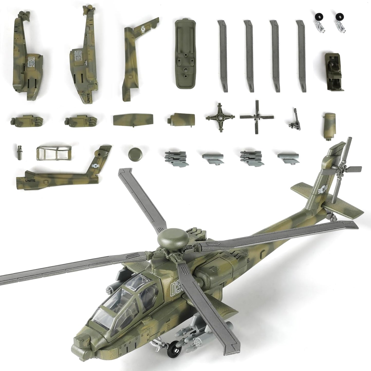 SEBUNAS 1:72 AH-64 Apache Quick Build Helicopter Model Kit – 25 Pieces | Easy Assembly Toy for Kids and Collectors