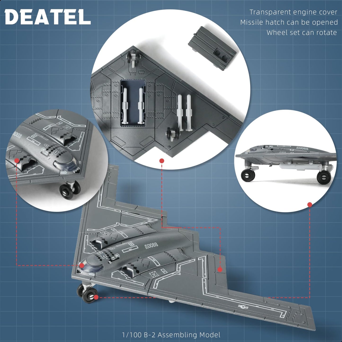 SEBUNAS 1/200 Scale B-2 Spirit Model Kit – Quick Build Stealth Bomber, Gift for All Ages