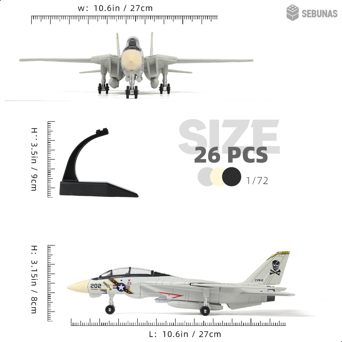 SEBUNAS F-14 Tomcat 3D Model Kit – Beginner-Friendly Aircraft Puzzle & Collectible Display