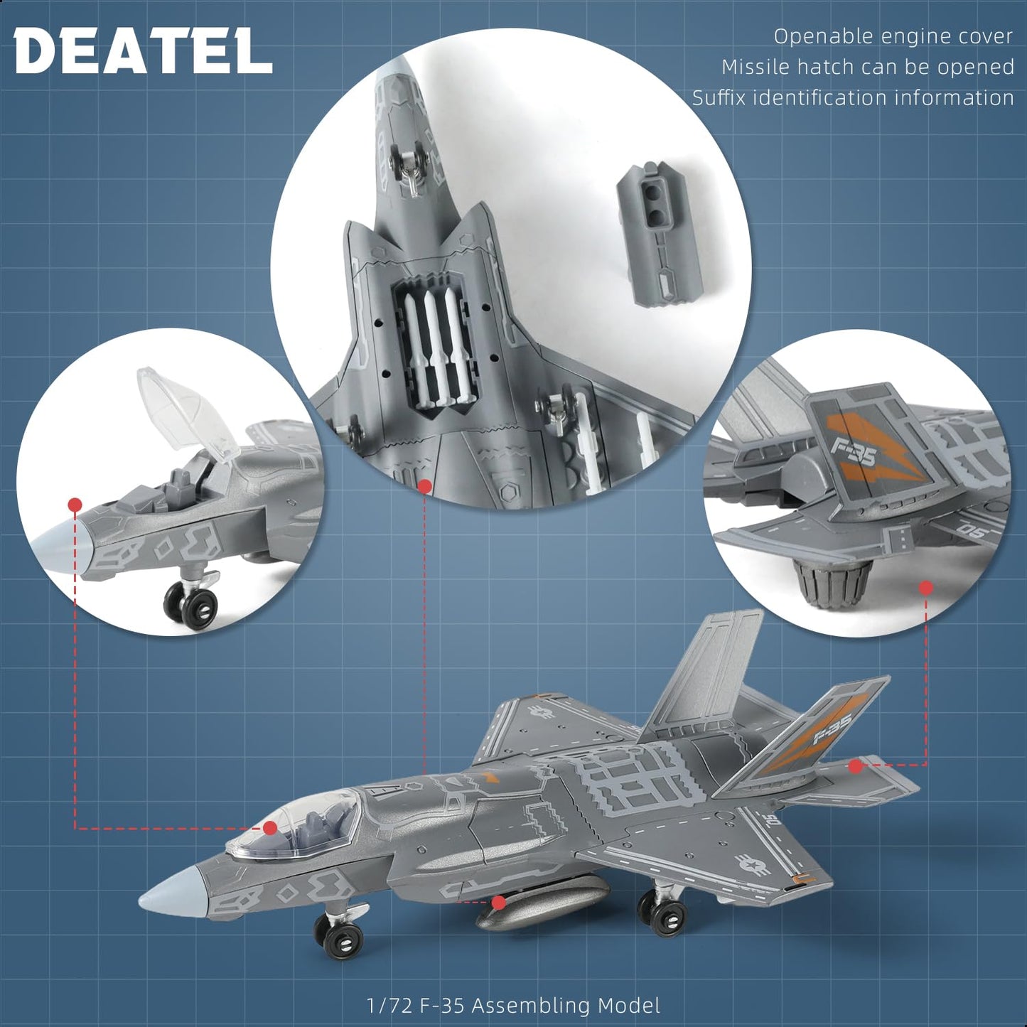 SEBUNAS 1:100 Scale F-22 Raptor Quick Build Model Kit – 22PCS with Stand