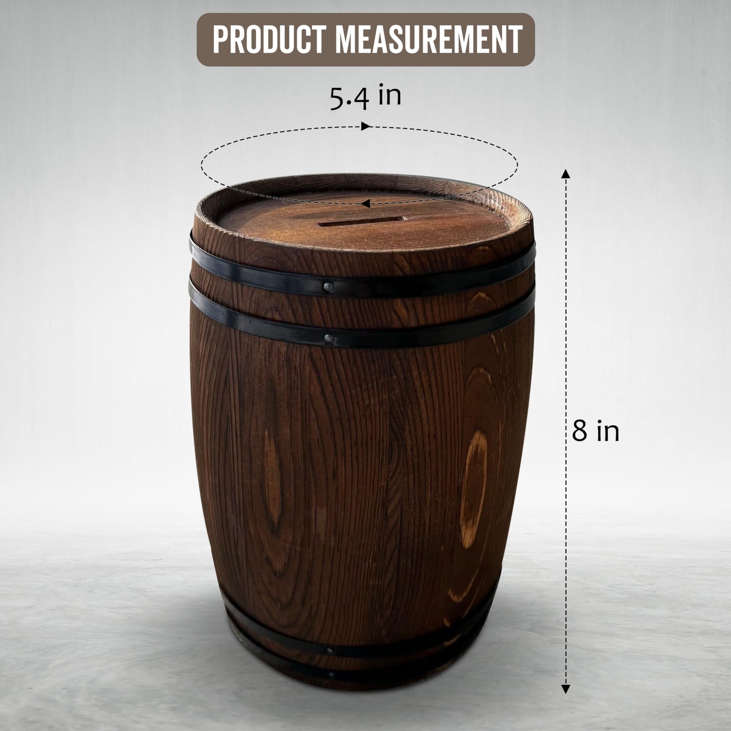 Piggy Bank for Adults — Large Wooden Wine Barrel, 1.5L with Lock & Key