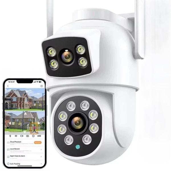 8MP Wifi Camera PTZ Outdoor Dual Screen Human Detection Dual Lenses 10MP Security Protection IP Camera