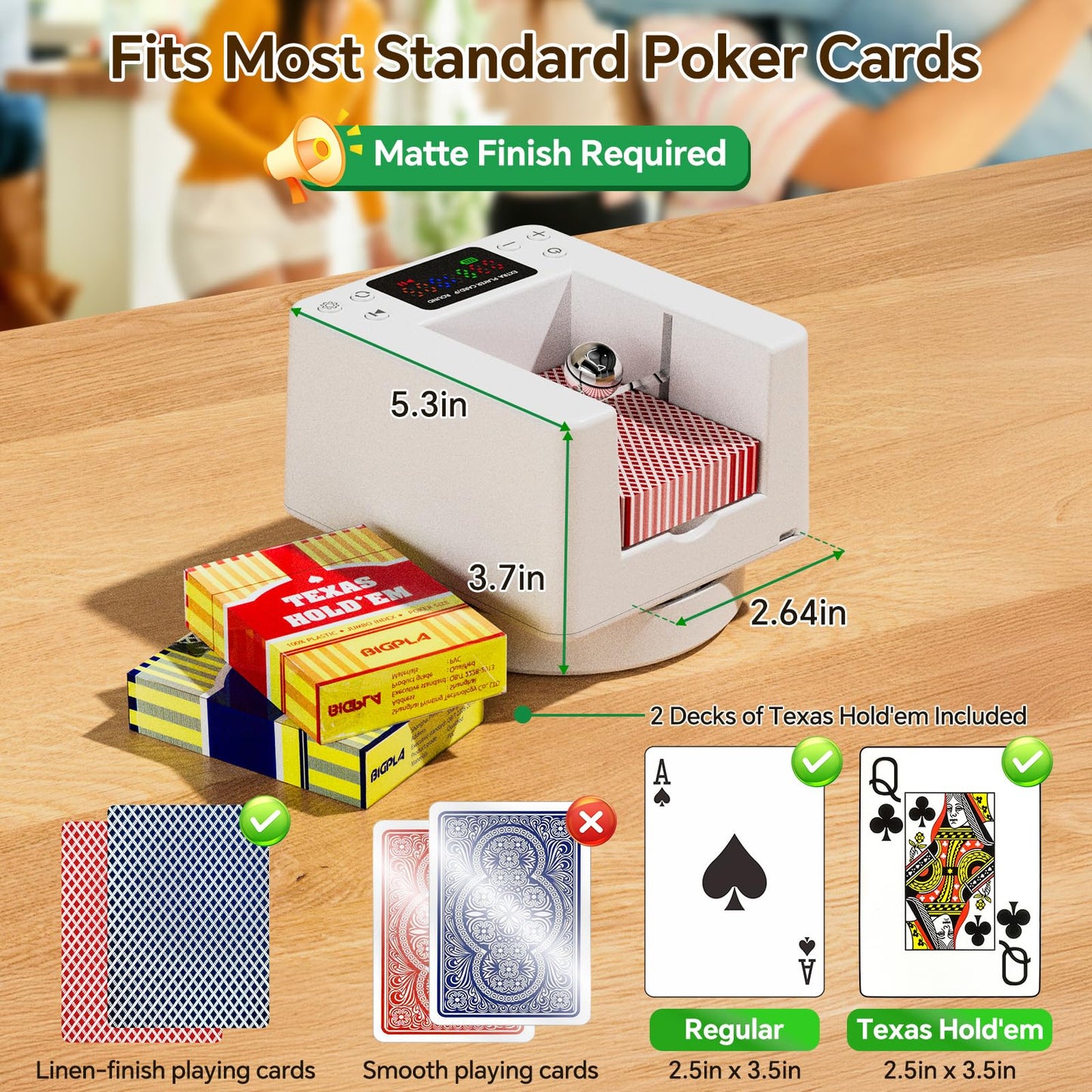 Seektain Automatic Card Dealer: Rechargeable Card Distributor for Poker – 180°/360° Rotation, Quiet White