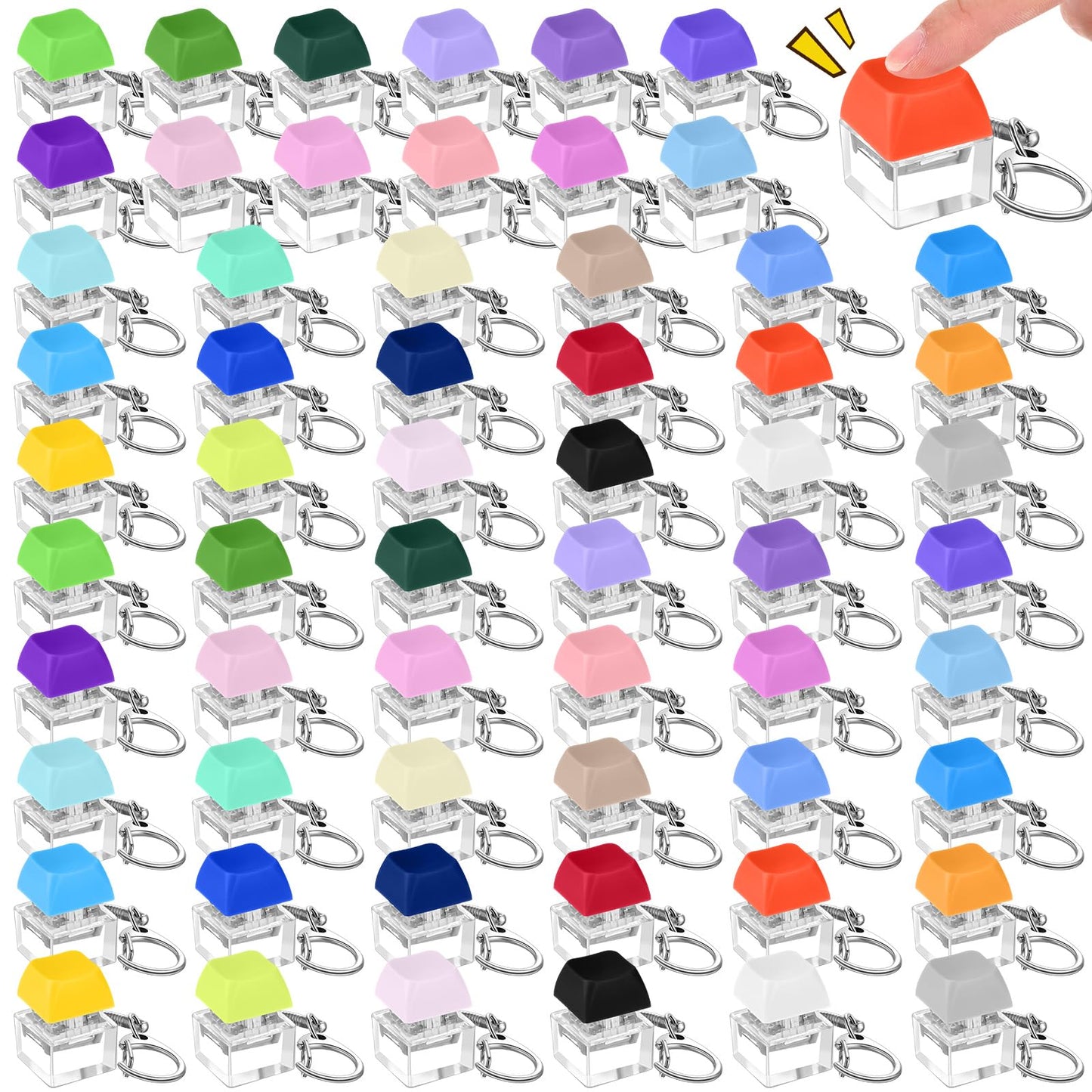 Seeloowy Keyboard Fidget Toy – 60-Piece Vibrant Color Clicker Keychain