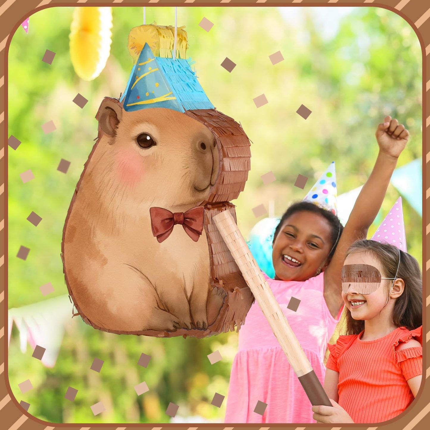 Seematn Capybara Piñata Bundle - Party Decor with Blindfold, Bat & Confetti