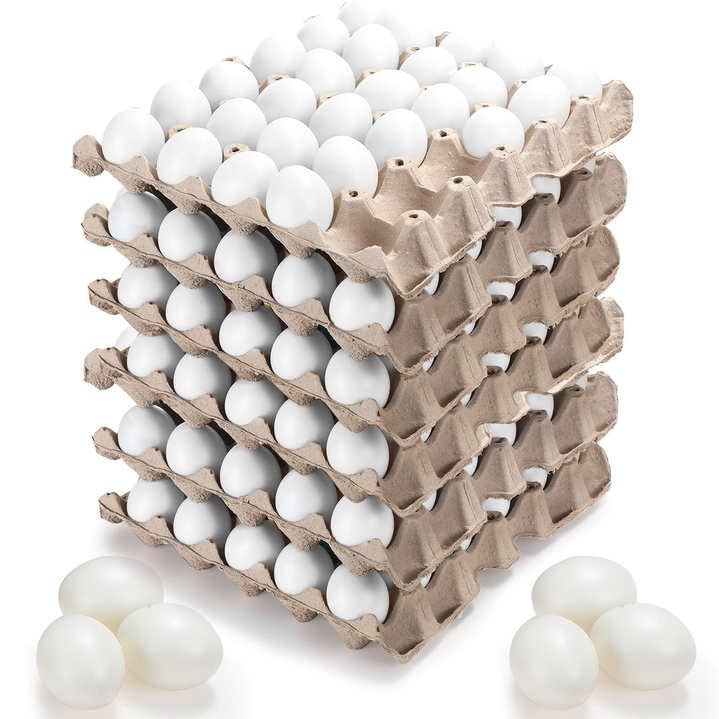 Seematn 90 Pcs White Paintable Plastic Easter Eggs with Paper Trays – DIY Decor & Party Favors