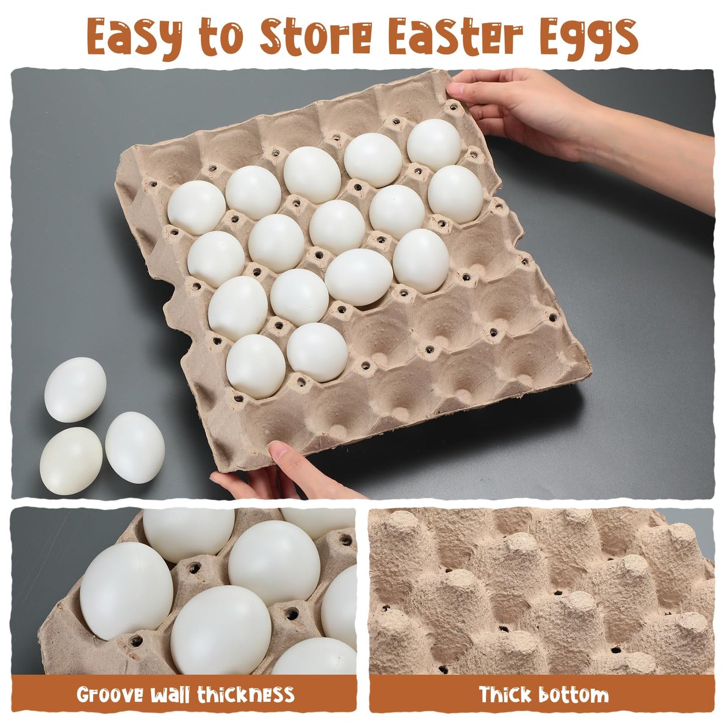 Seematn 90 Pcs White Paintable Plastic Easter Eggs with Paper Trays – DIY Decor & Party Favors