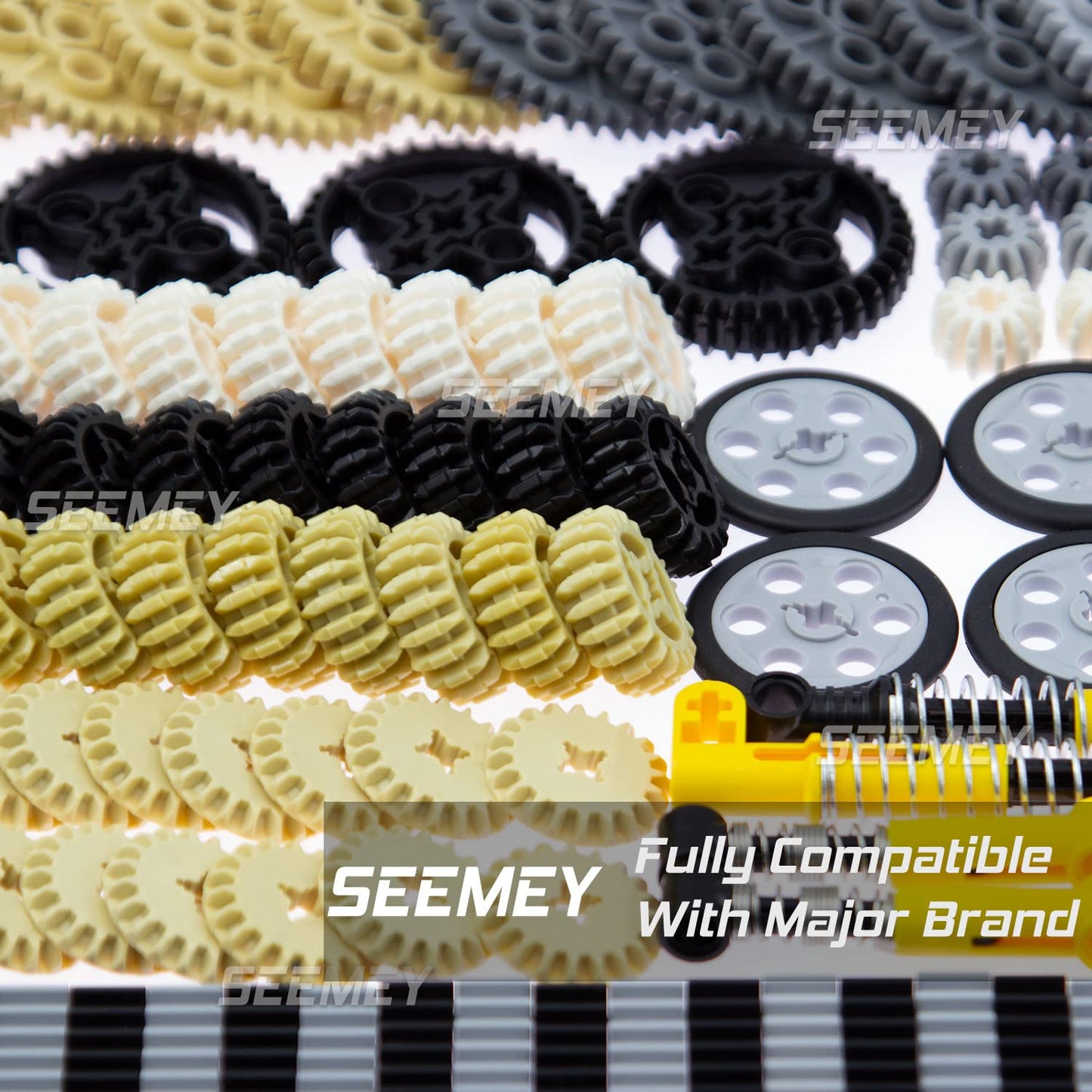SEEMEY 844Pcs Pins-Gears-Axles Set — Compatible with Main Brands, STEM & MOC Upgrades