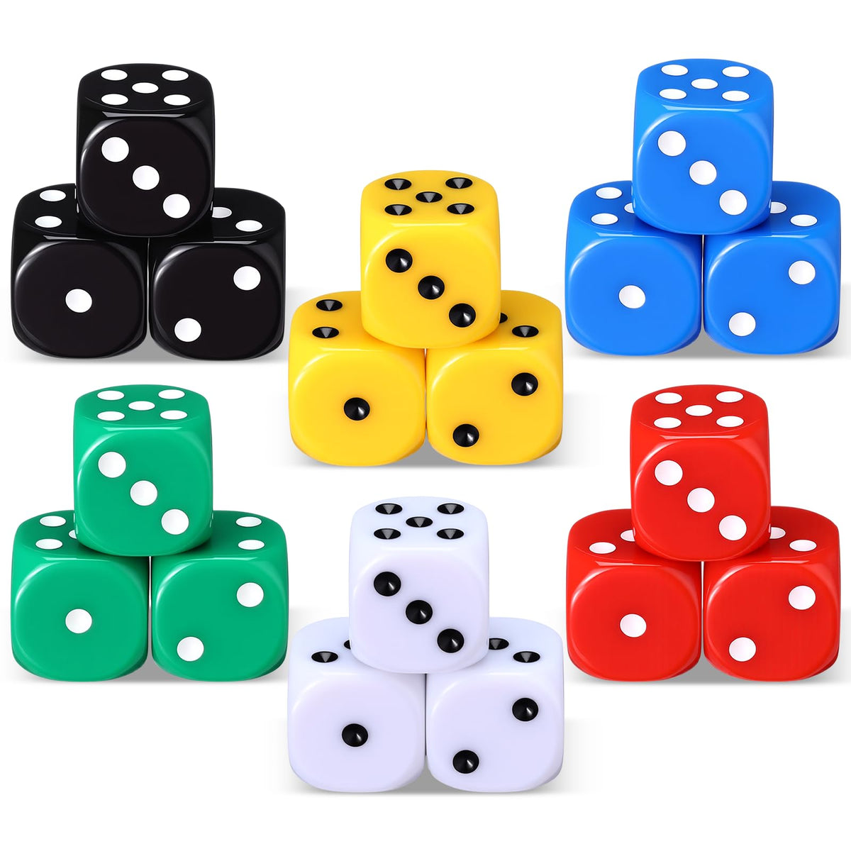 Seenelling 18 Pcs Casino Theme Dice Set – Jumbo 25mm Acrylic D6 Dice for Casino & Board Games