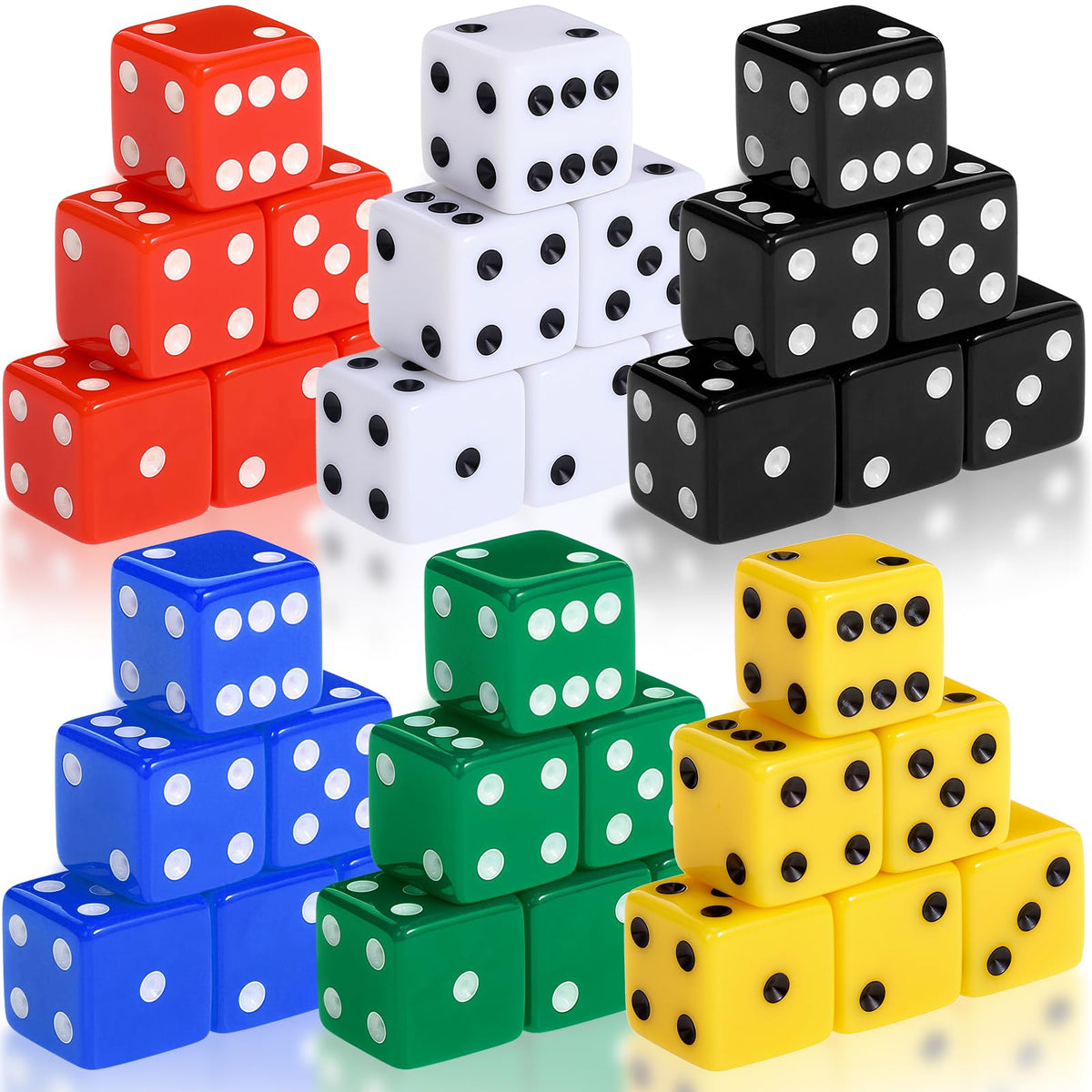 Seenelling 36-Piece 19mm Opaque D6 Dice Set – Casino Theme Acrylic Dice Bulk