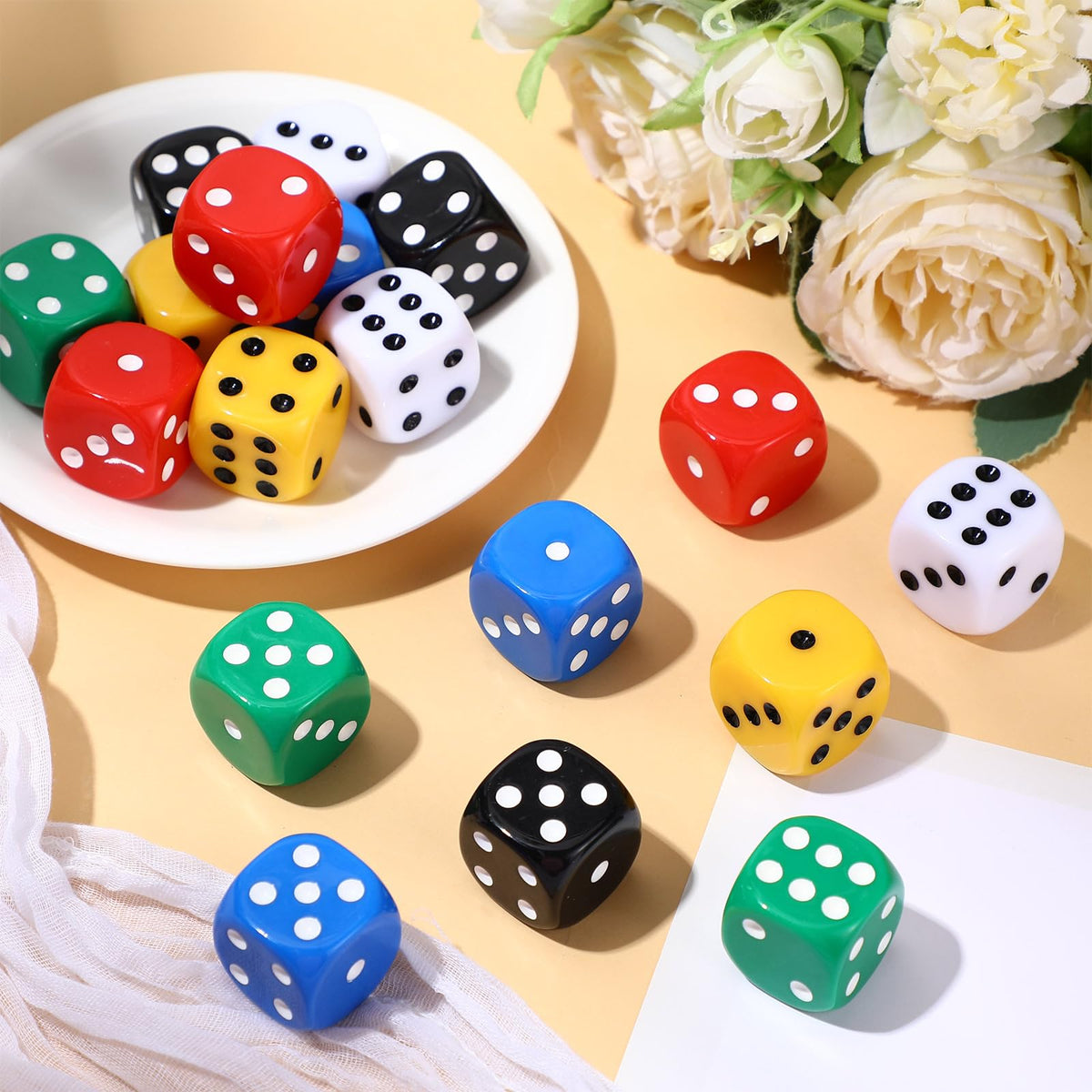 Seenelling 18 Pcs Casino Theme Dice Set – Jumbo 25mm Acrylic D6 Dice for Casino & Board Games