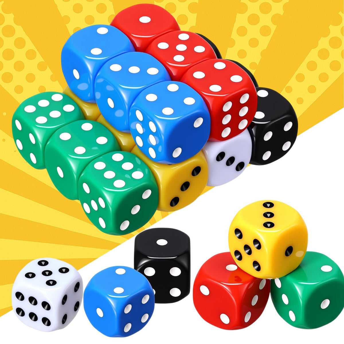 Seenelling 18 Pcs Casino Theme Dice Set – Jumbo 25mm Acrylic D6 Dice for Casino & Board Games