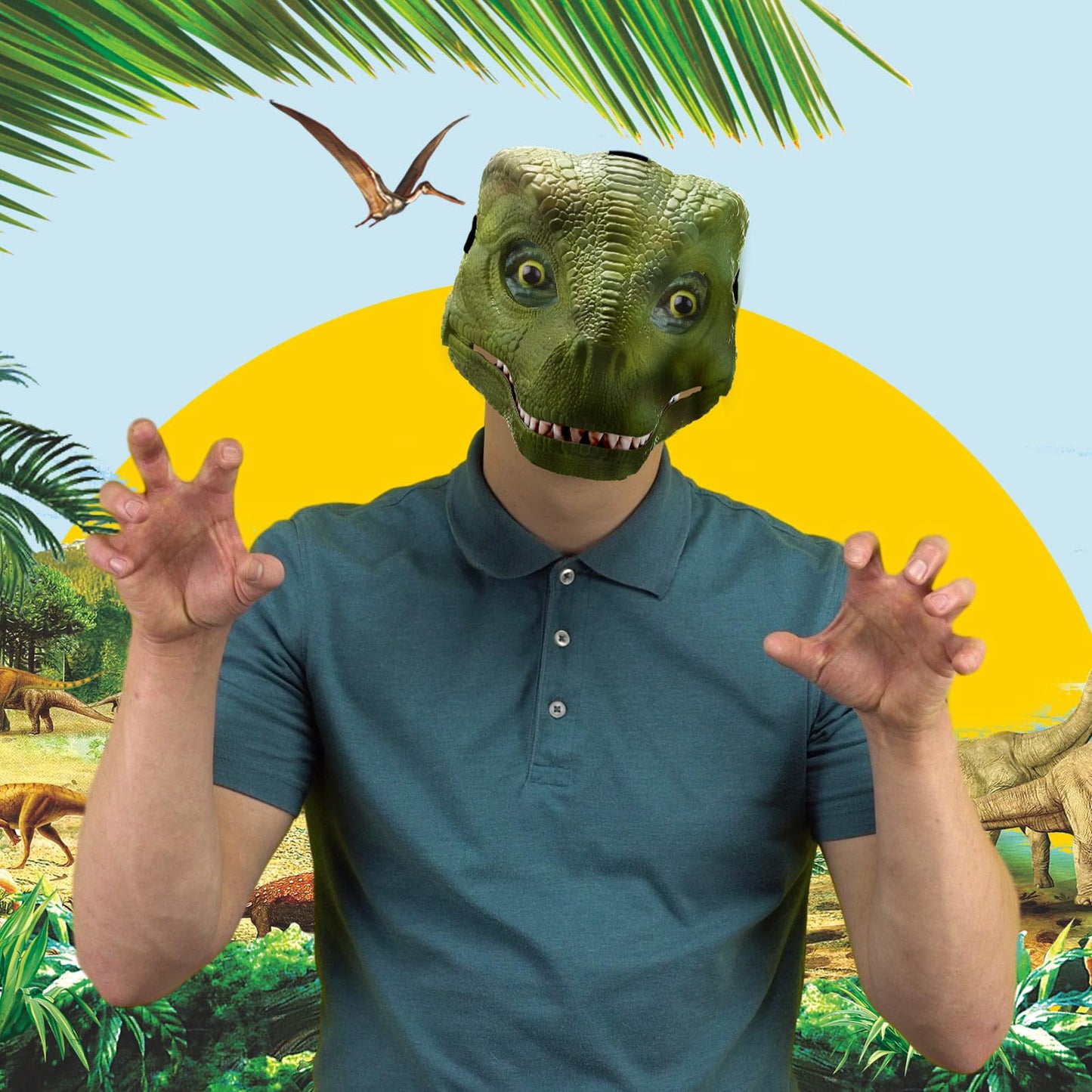 Seenelling DIY White Hard Plastic Dino Mask with Moving Jaw – Paint Kit for Kids