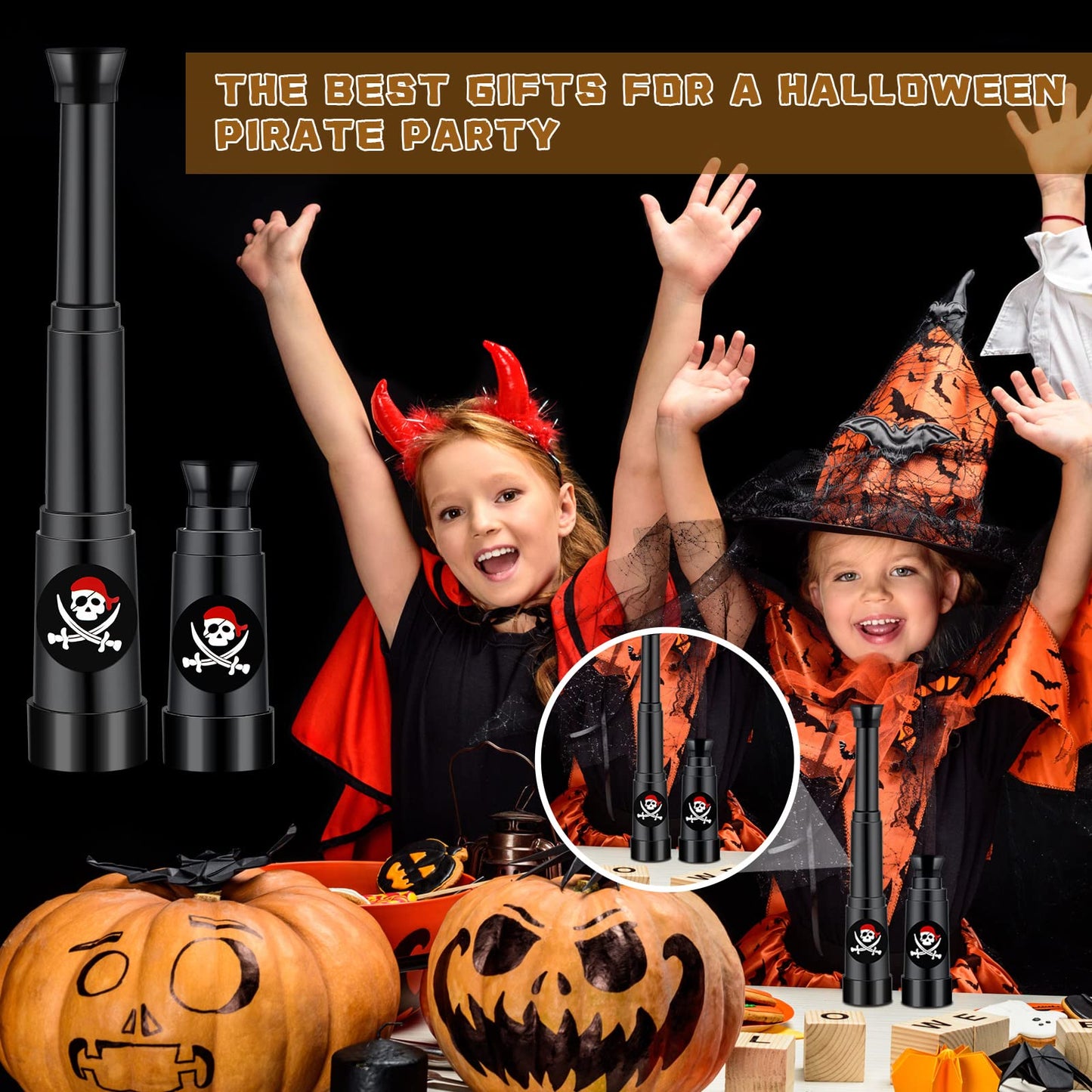 Seenelling 50 Pcs Halloween Pirate Telescopes – Mini Monocular Toy for Party Favors