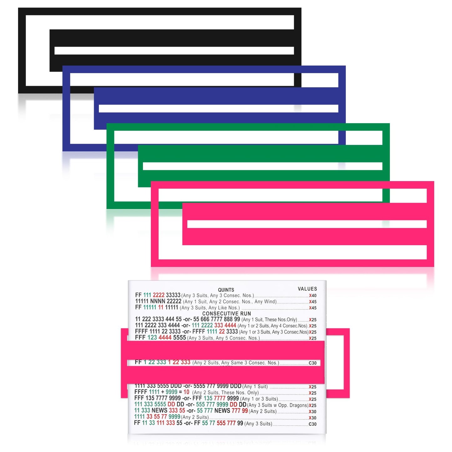 Seenelling 4 Pcs Mahjong Line Reader Clip Set – Card Line Finder for Beginners (Classic Color)