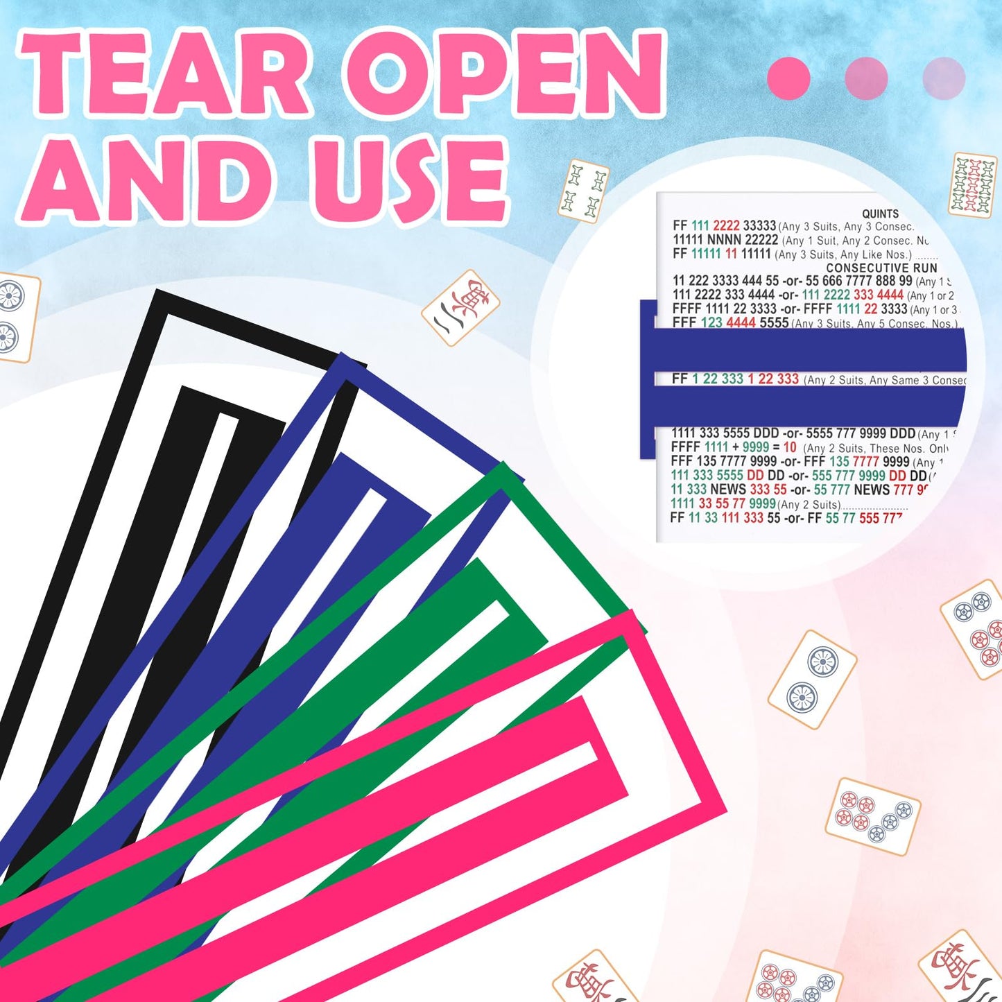 Seenelling 4 Pcs Mahjong Line Reader Clip Set – Card Line Finder for Beginners (Classic Color)