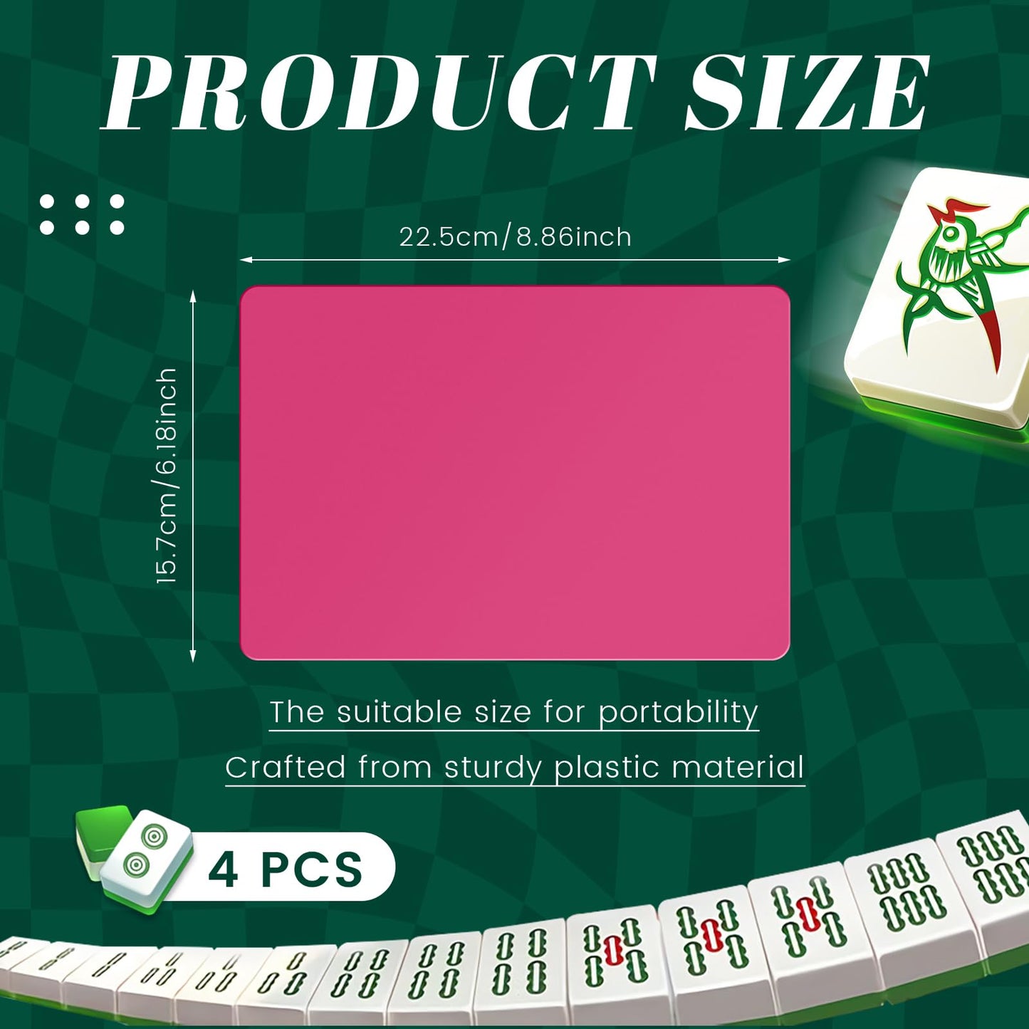 Seenelling 4 Pcs Mahjong Tile Mixer Shuffler Set – Portable Rose Red Shufflers for Mahjong Lovers