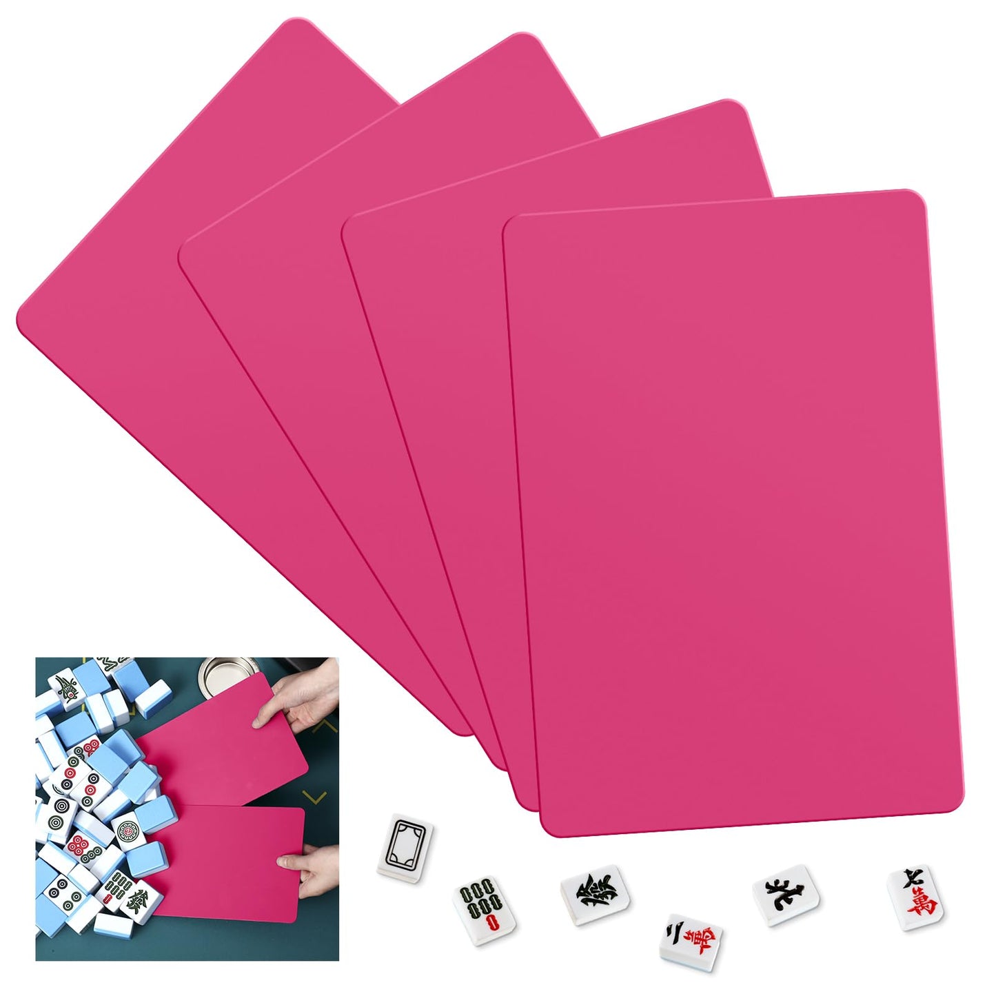 Seenelling 4 Pcs Mahjong Tile Mixer Shuffler Set – Portable Rose Red Shufflers for Mahjong Lovers