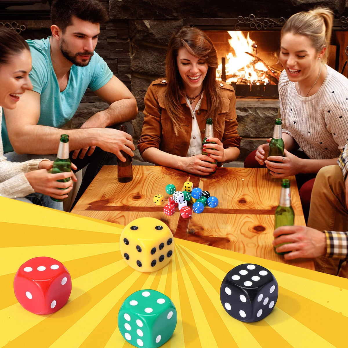 Seenelling 18 Pcs Casino Theme Dice Set – Jumbo 25mm Acrylic D6 Dice for Casino & Board Games