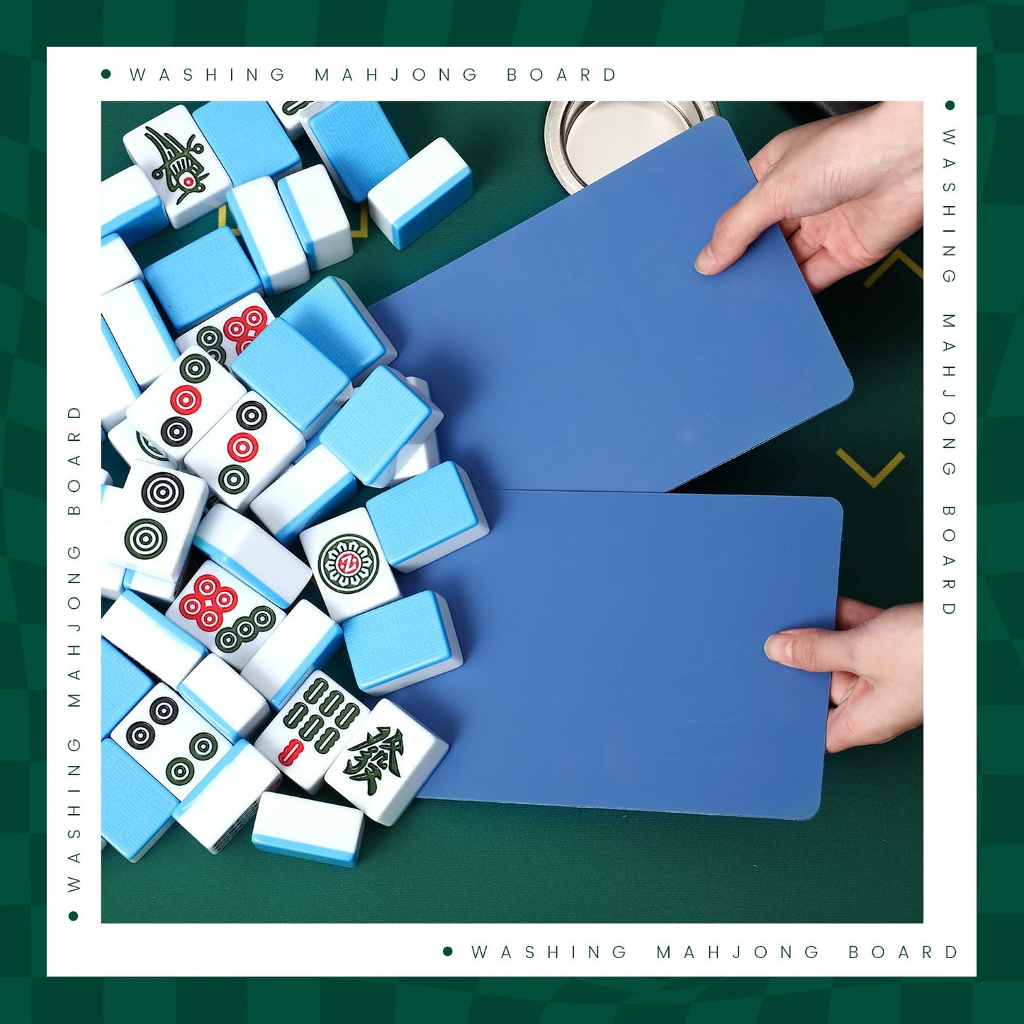 Seenelling 4 Pcs Mahjong Tile Mixer Shuffler – Portable Blue Set for Quick Shuffles