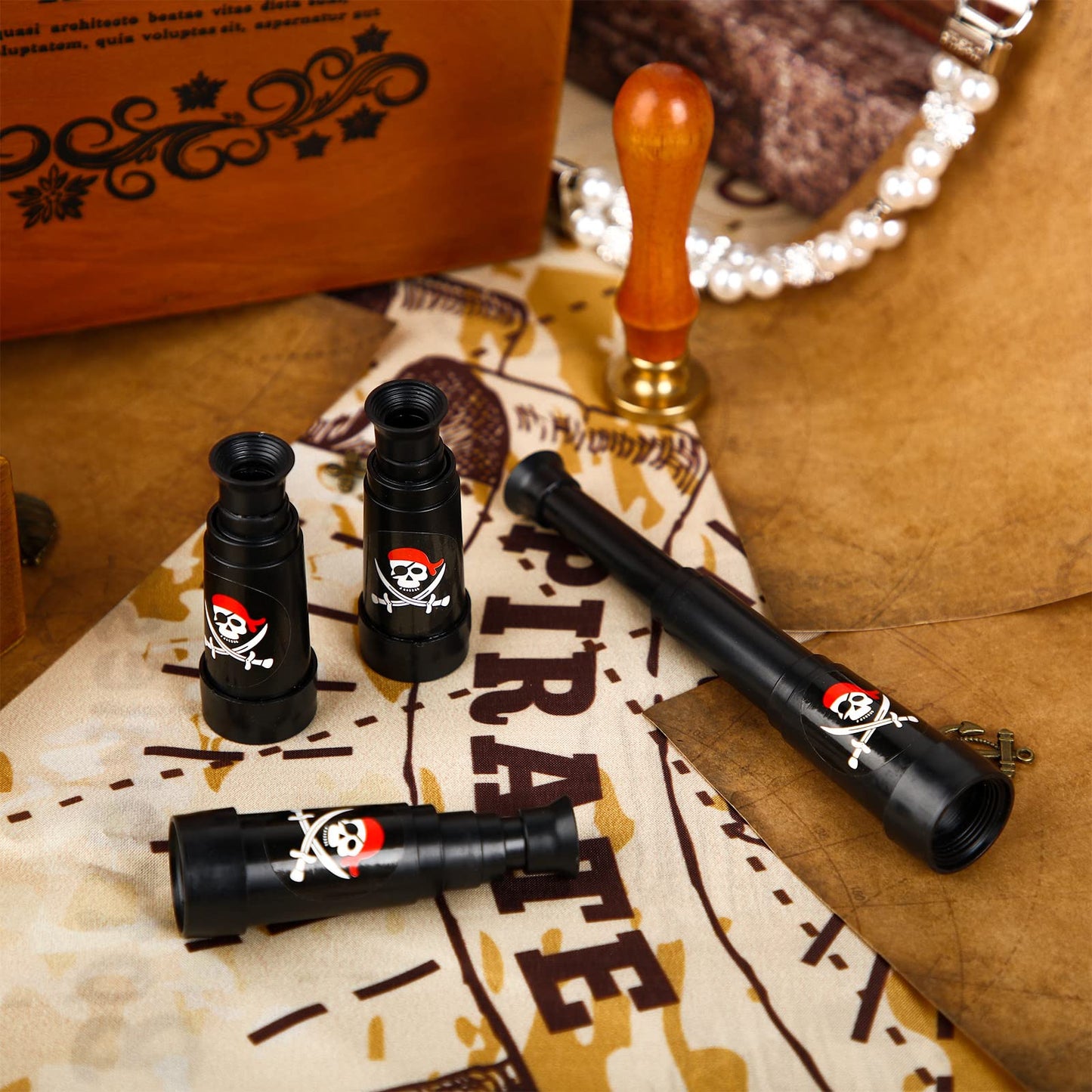 Seenelling 50 Pcs Halloween Pirate Telescopes – Mini Monocular Toy for Party Favors