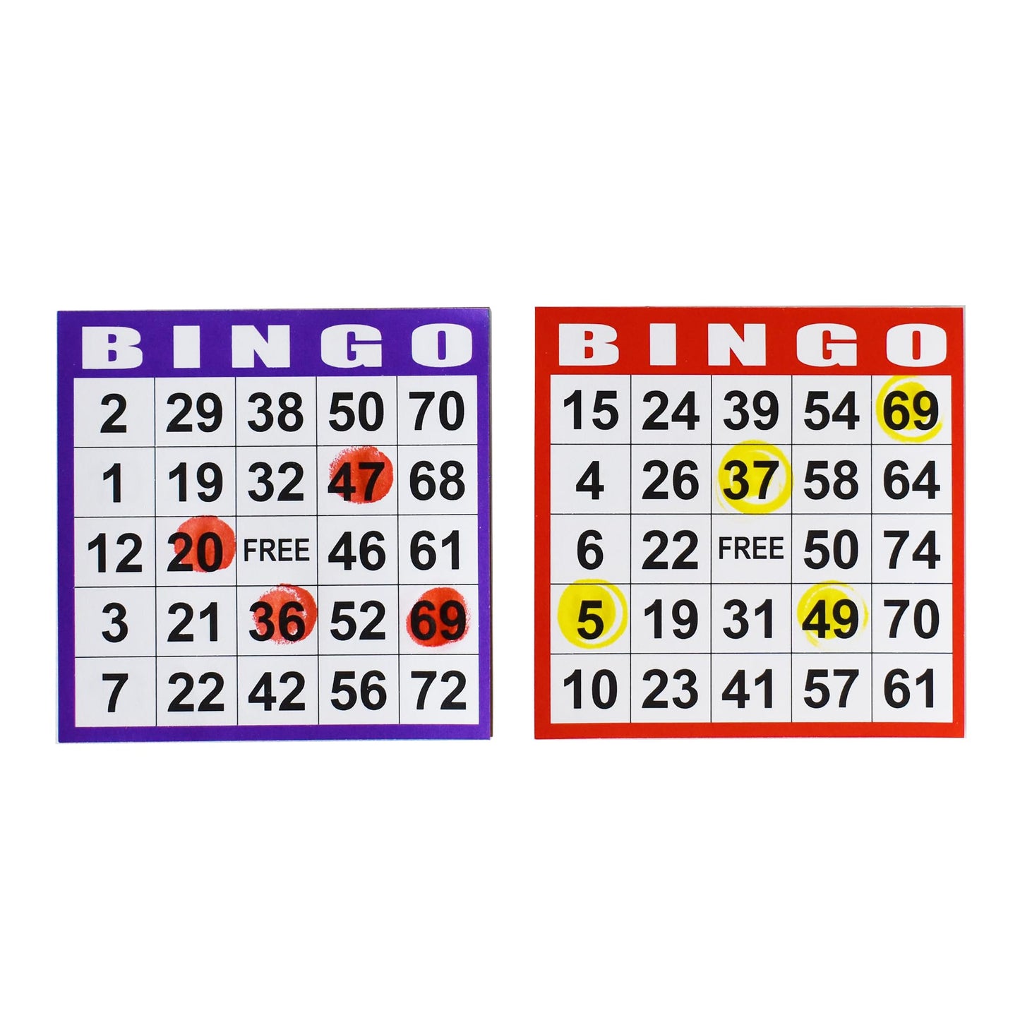 SEETOOOGAMES Bingo Paper Cards - 4x4, 100 Books (5 Sheets Each) - Colorful & Durable