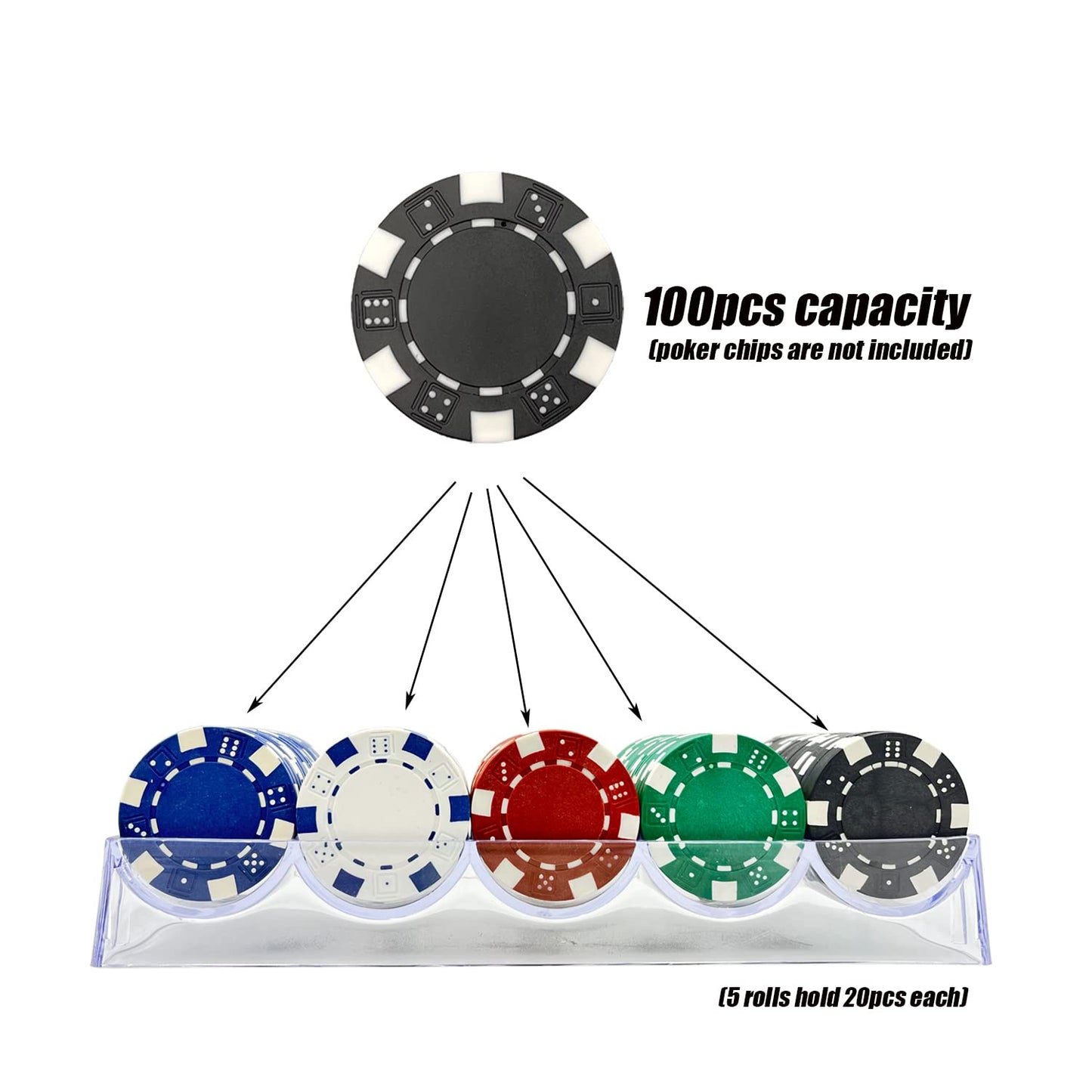 SEETOOOGAMES Poker Chip Tray Rack – Clear Acrylic Chip Storage Display, 10-Pack
