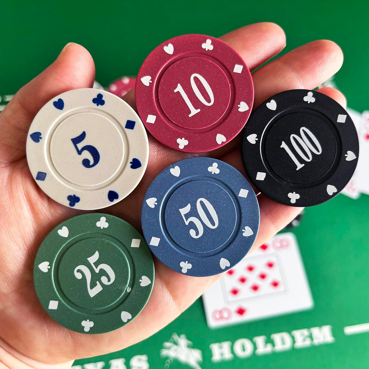 SEETOOOGAMES Casino Poker Chips – 125pcs Denominations Set with Velvet Bag