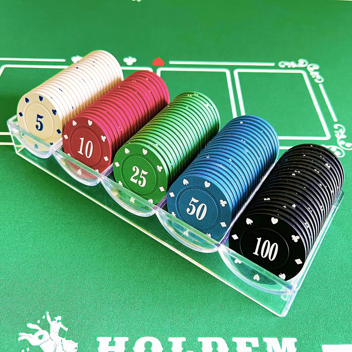 SEETOOOGAMES Casino Poker Chips – 125pcs Denominations Set with Velvet Bag