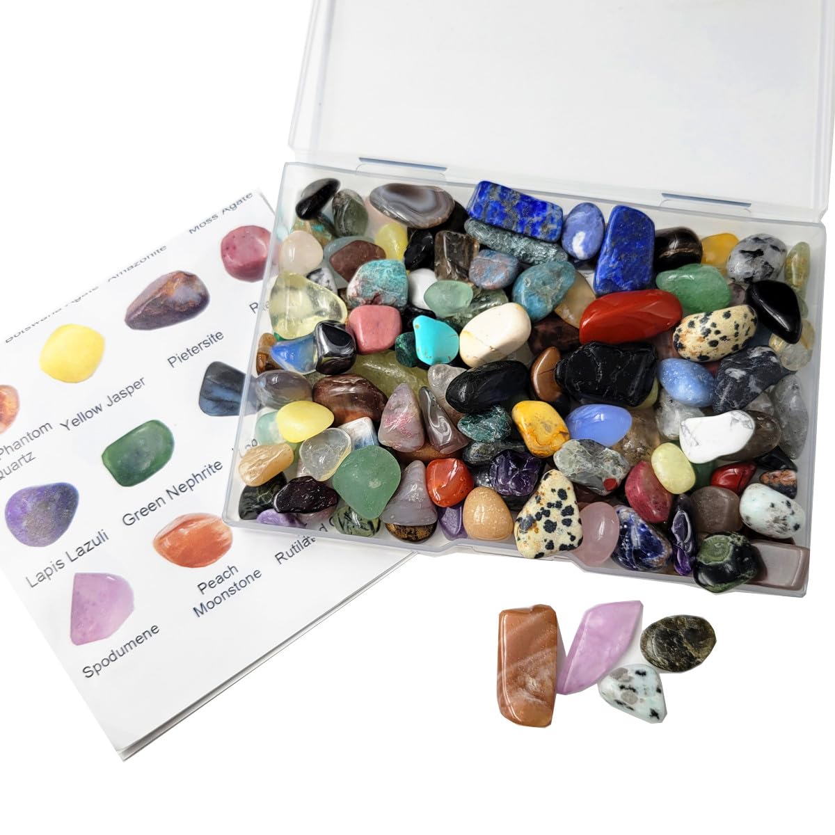 SeeuFun 60Kinds+ Gemstones & Crystals Set — 60-65 Types Bulk Chip Crystals for Jewelry Making & Learning (0.55lb)