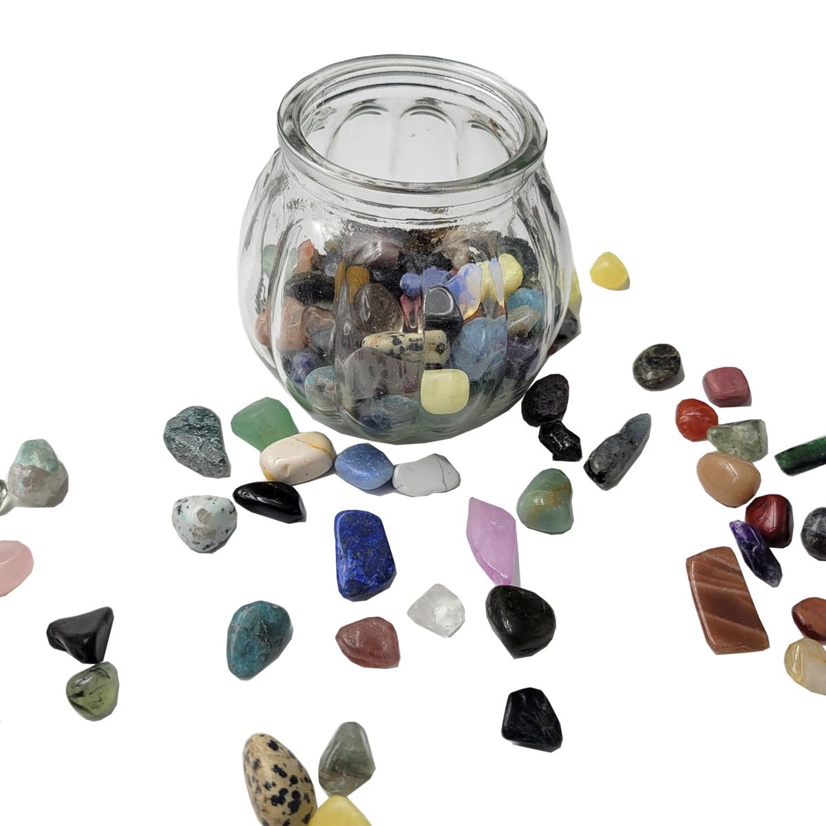 SeeuFun 60Kinds+ Gemstones & Crystals Set — 60-65 Types Bulk Chip Crystals for Jewelry Making & Learning (0.55lb)