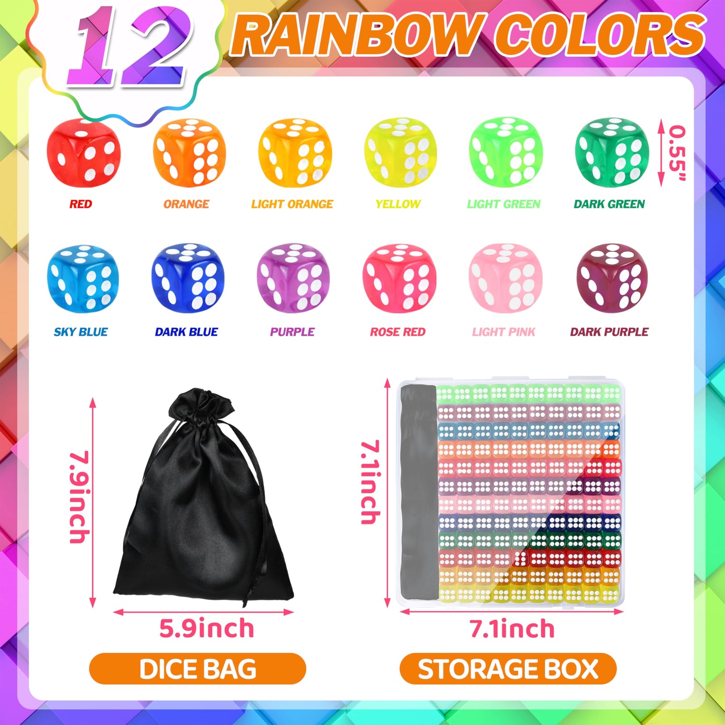 Seifar 120 Pcs Colored Dice Bulk Set – 14mm Polyhedral Dice