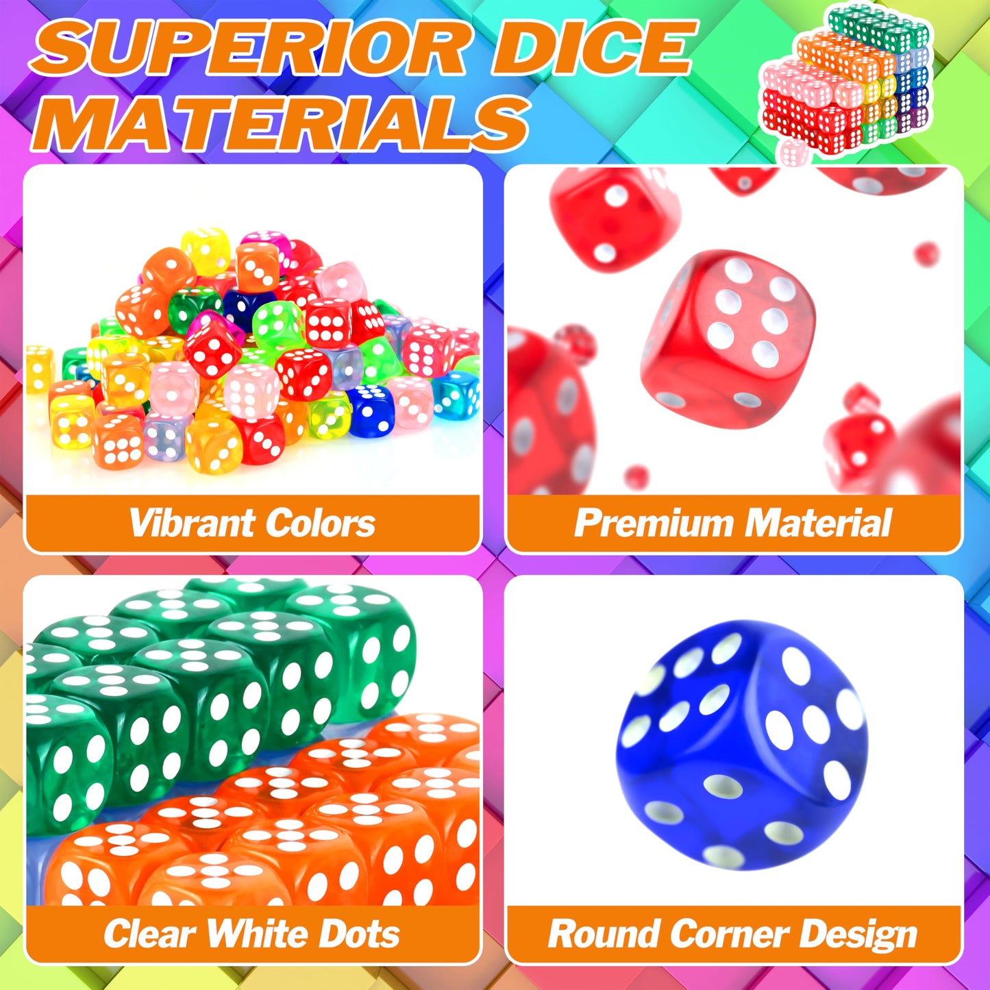 Seifar 120 Pcs Colored Dice Bulk Set – 14mm Polyhedral Dice